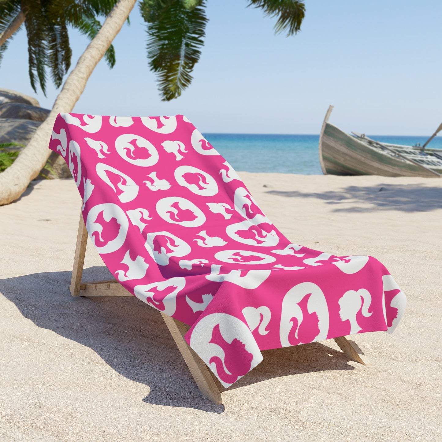 Barbie/Kate Spade Inspired Beach Towel, Hot Pink Silhouette, Valentine's Day Gift for Wife, Girlfriend, Best Friend, MOH