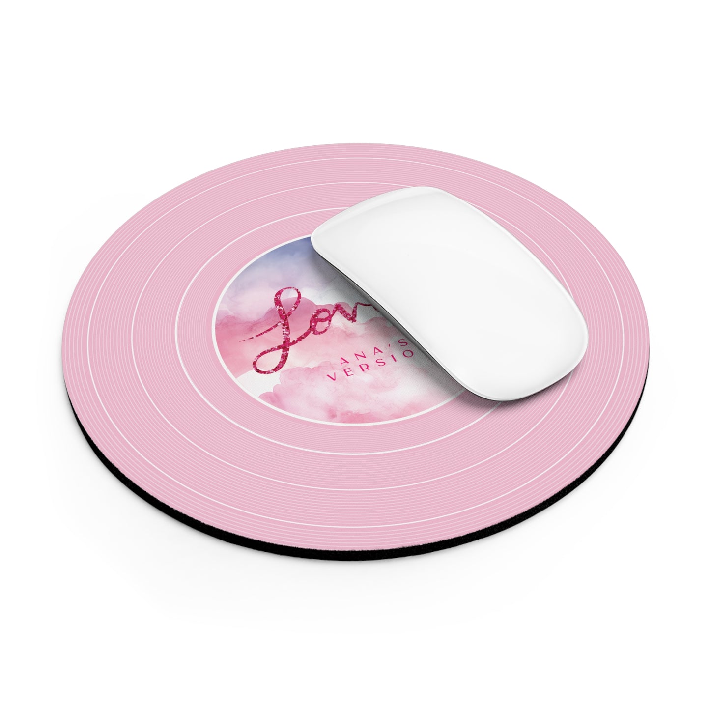 Personalized Mouse Pad, LOVER Pink Clouds Vinyl Record | CUSTOM Version's Name or ERA | Round 8" x 8" | Swiftie Fan Gift Present