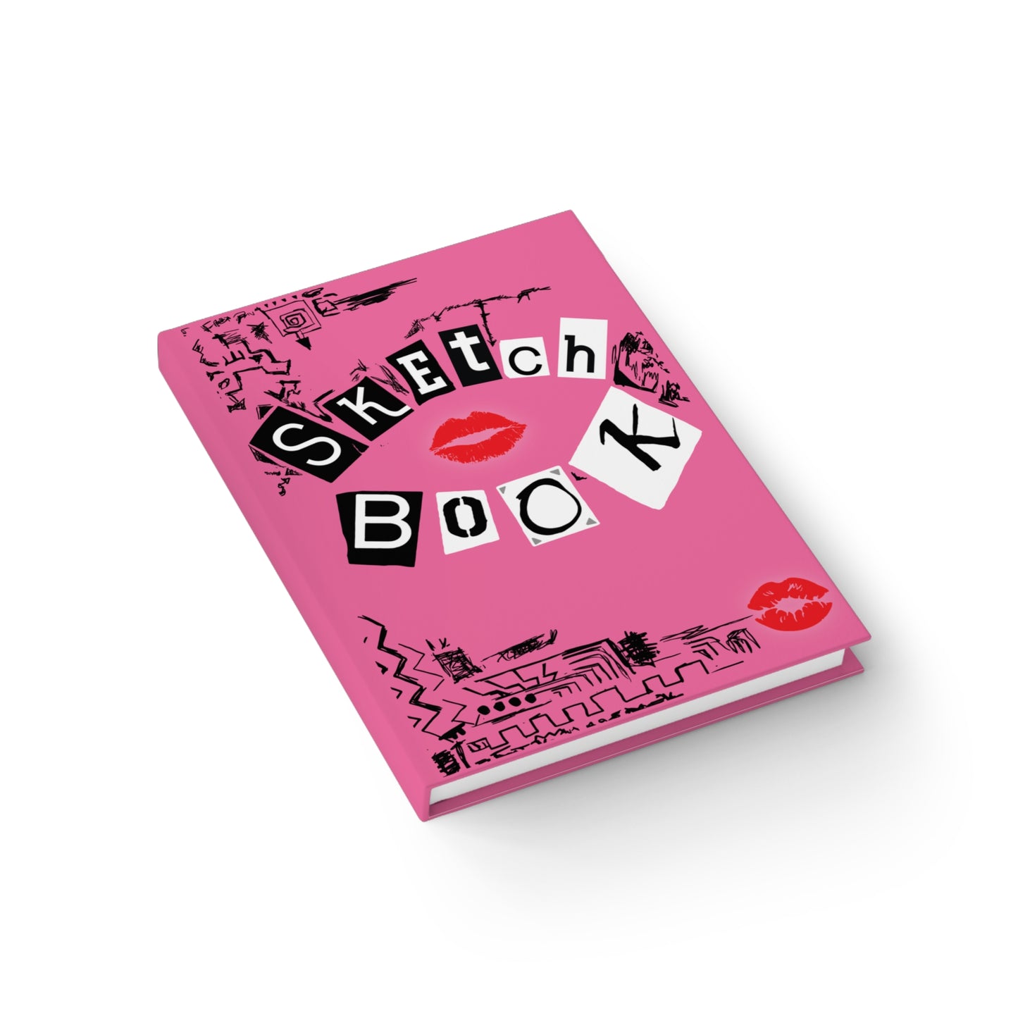 BURN BOOK (Sketch Book) Hardcover Journal 5 x 7 inches, 128 blank pages (64 sheets), Regina George MEAN Girls Inspired Cover, Pink Notebook