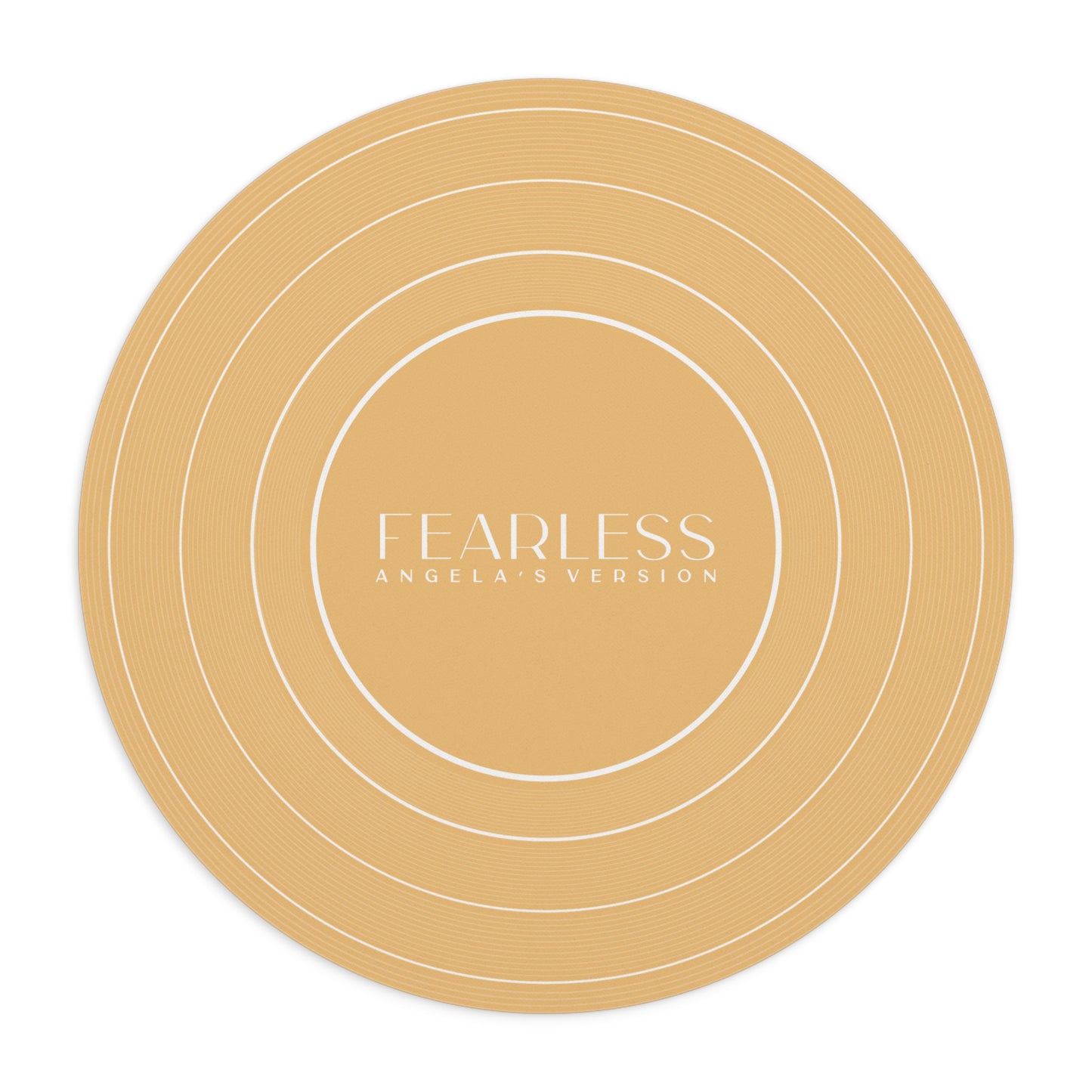 Personalized Mouse Pad, FEARLESS Golden Yellow Vinyl Record | CUSTOM Version's Name or ERA | Round 8" x 8" | Swiftie Fan Gift Present