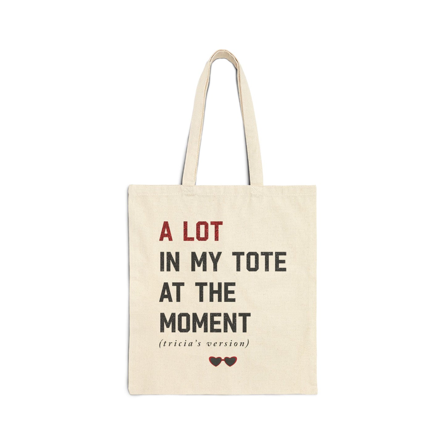 15" x 16" Cotton Canvas Bag | A Lot In My Tote At The Moment FAUX Red Glitter Print | CUSTOM PHRASE Era Available | Swiftie Trick or Treat