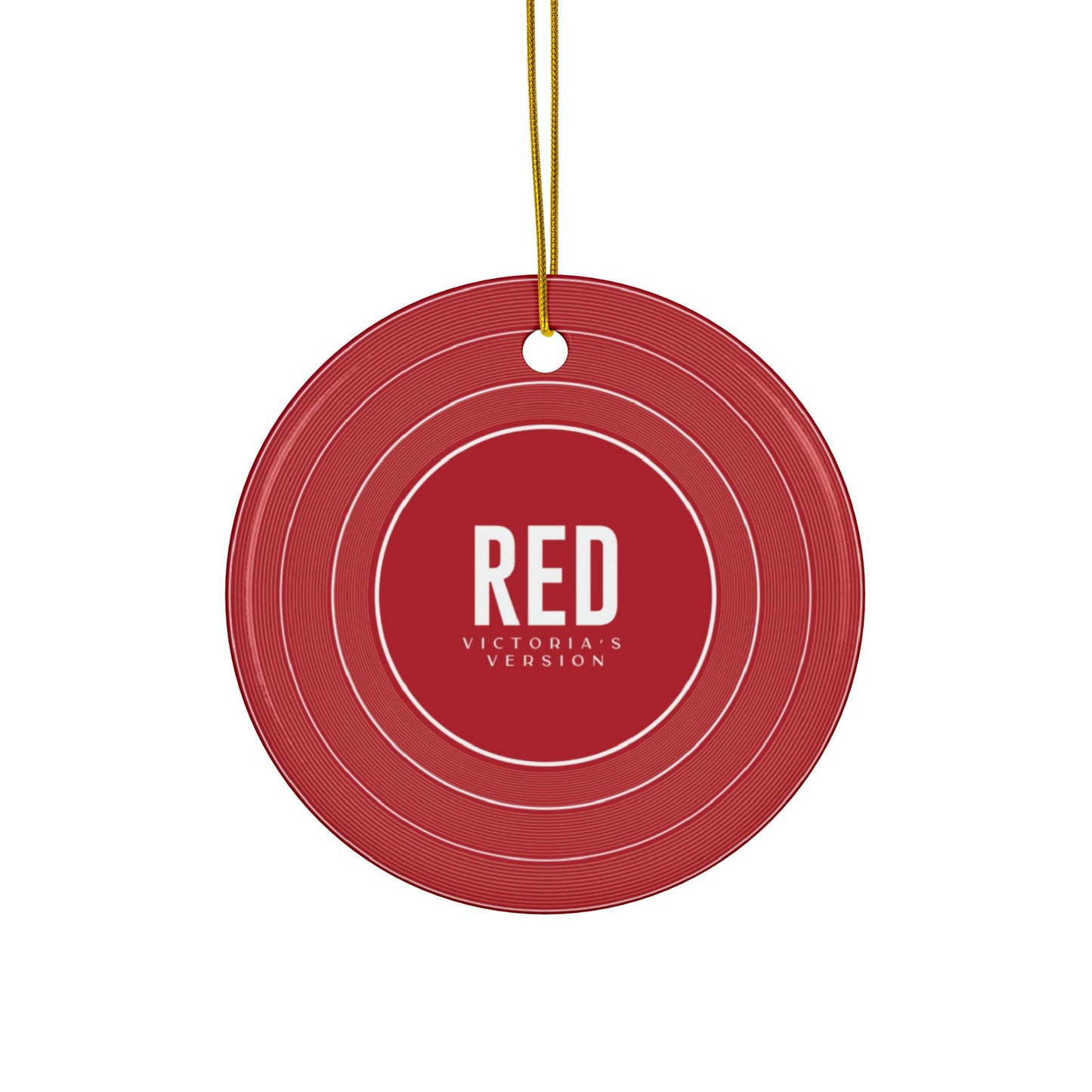 Personalized Ceramic Ornament, RED Vinyl Record | CUSTOM VERSION's Name or Era | 4" x 4" | Swiftie Gift Fan Present