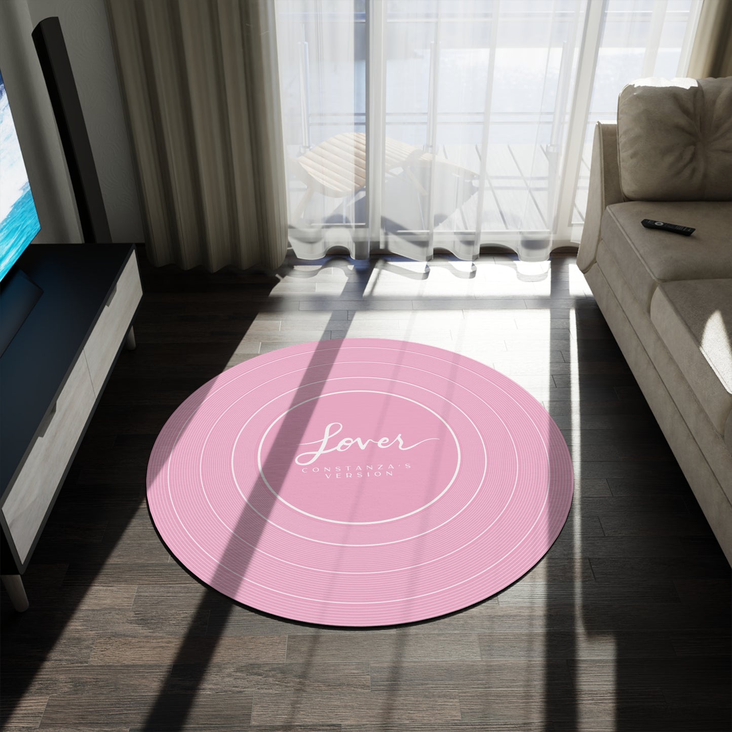 Personalized Round Rug LOVER Pink Vinyl Record | CUSTOM VERSION Name and Era | 60" x 60" | Swiftie Gift Fan Present