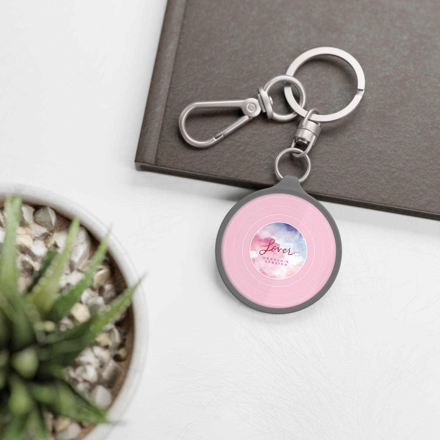 Personalized Keyring Tag, LOVER Pink Clouds Vinyl Record | CUSTOM Version Name or ERA | 1.89" Round | Swiftie Fan Gift Present