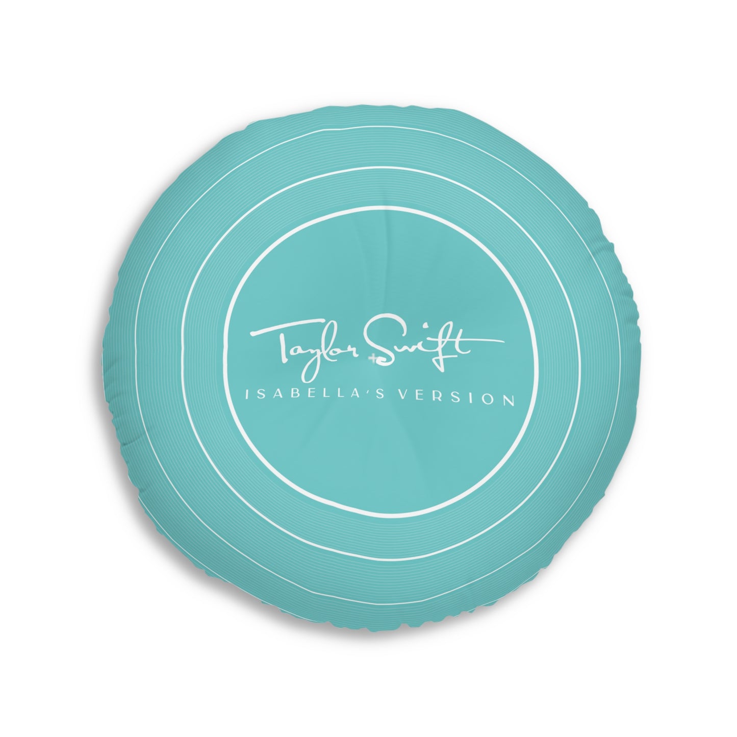 Personalized Tufted Floor Pillow, AQUA BLUE Vinyl Record l CUSTOM Version Name and Era | 30"x30" & 26"x26" | Swiftie Gift Fan
