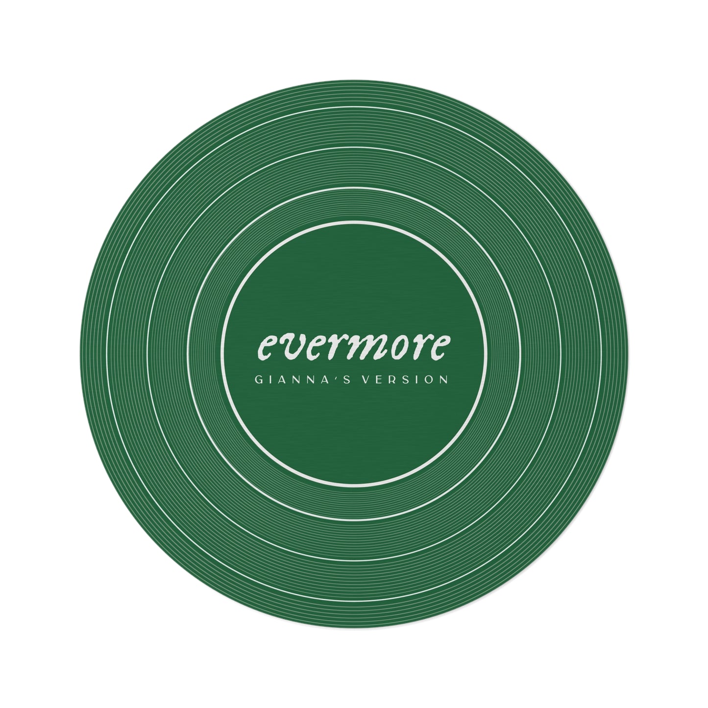 Personalized Round Rug EVERMORE Forest Green Vinyl Record | CUSTOM VERSION Name and Era | 60" x 60" | Swiftie Gift Fan Present