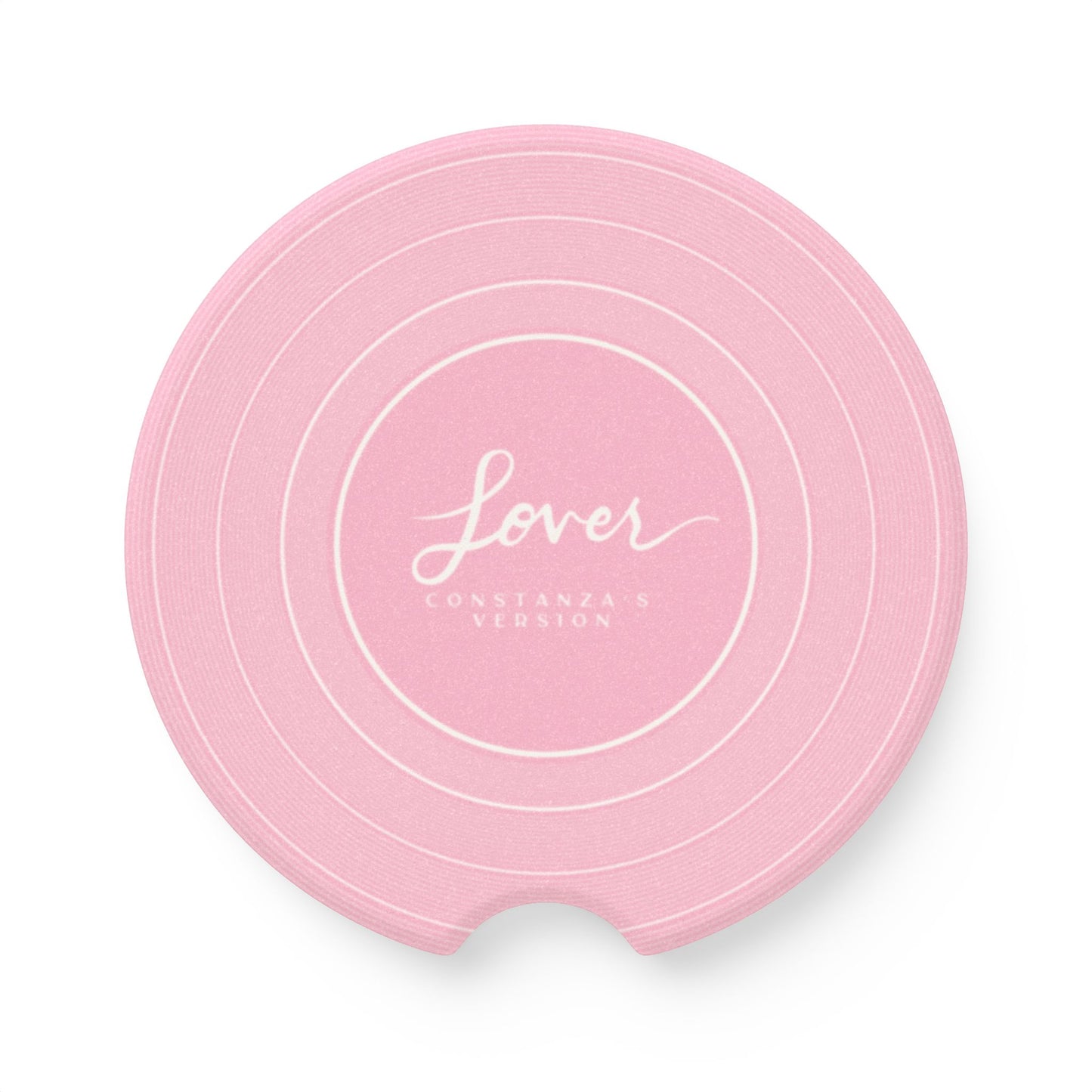 Personalized LOVER Pink Vinyl Record Soapstone Car Coaster, CUSTOM VERSION's Name | 2.6" x 2.6" round | Swiftie Fan Gift
