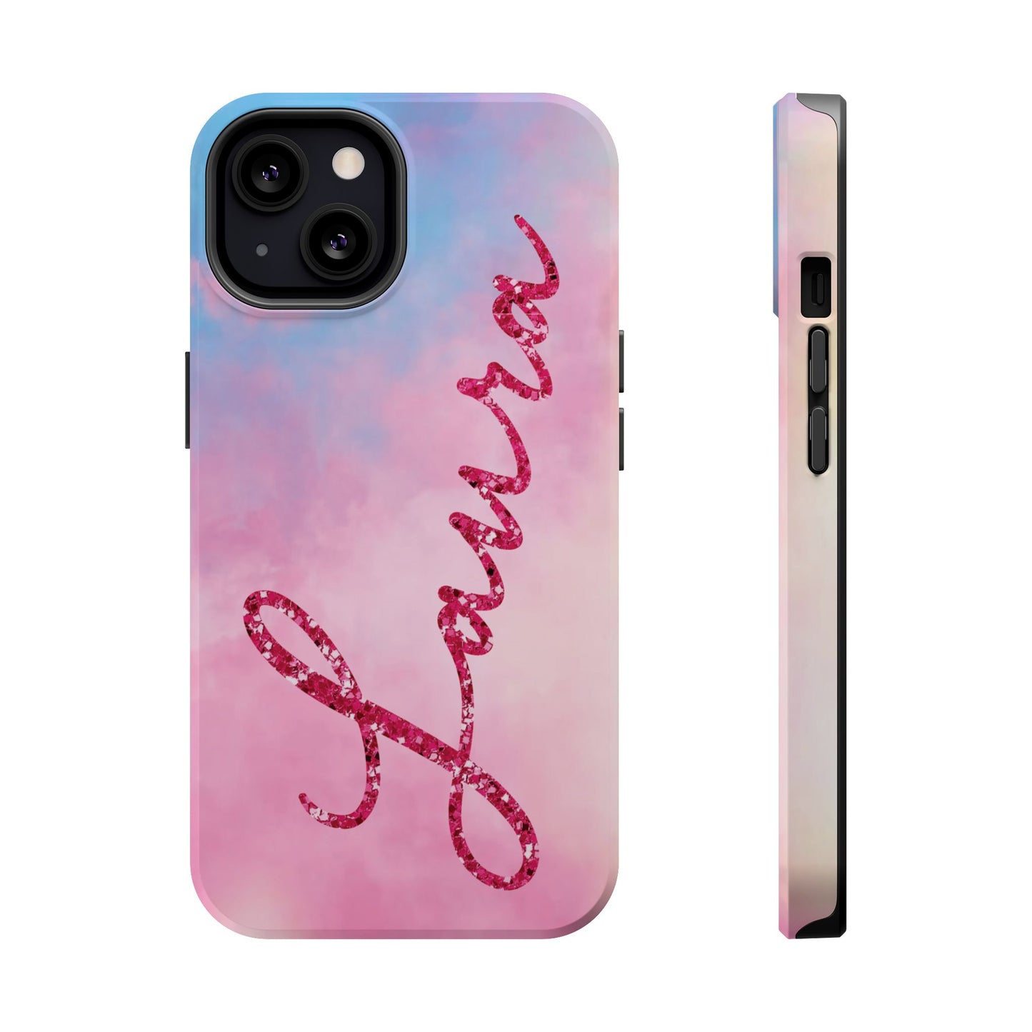 CUSTOM MagSafe Tough Cases | LOVER Faux Pink Glitter Personalized Name | iPhone 15, 14, 13 | Perfect Unique Present Swiftie Fan Gift