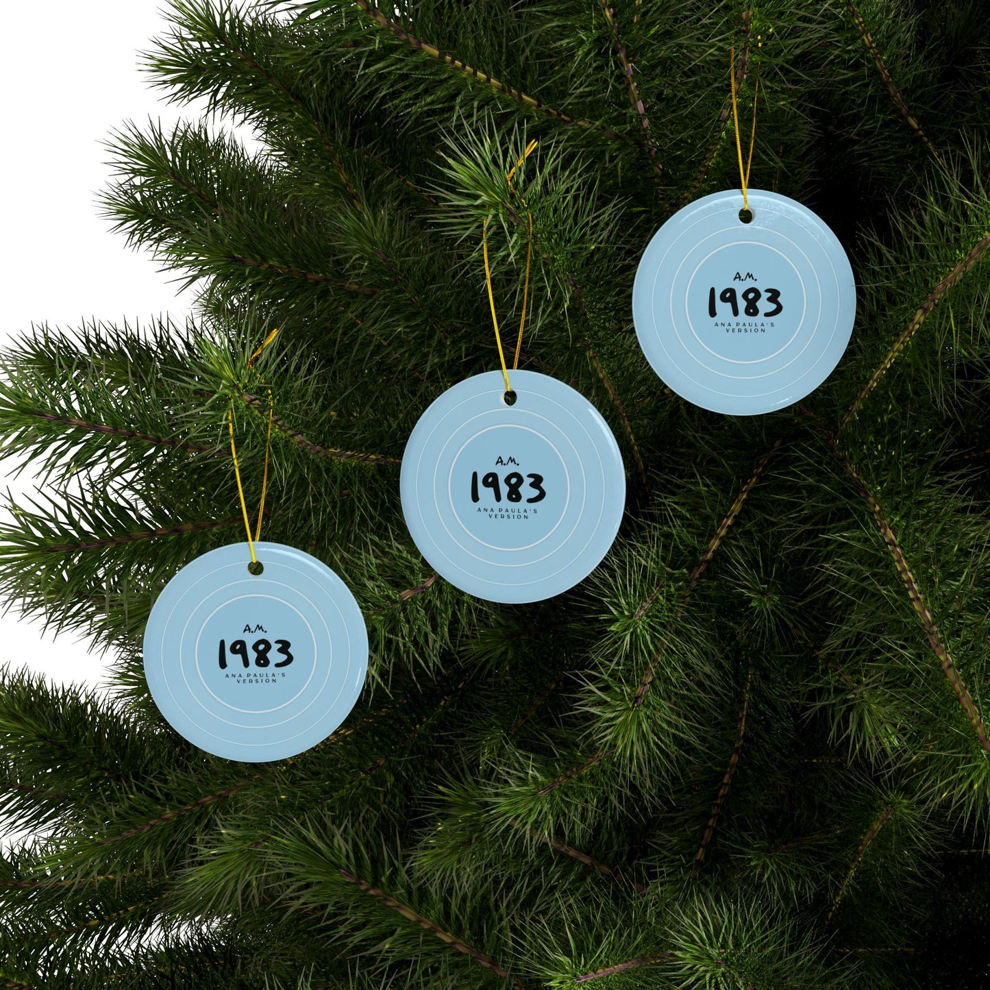 Personalized Ceramic Ornament, 1989 Sky Blue Vinyl Record | CUSTOM VERSION's Name or Era | 4" x 4" | Swiftie Gift Fan Present