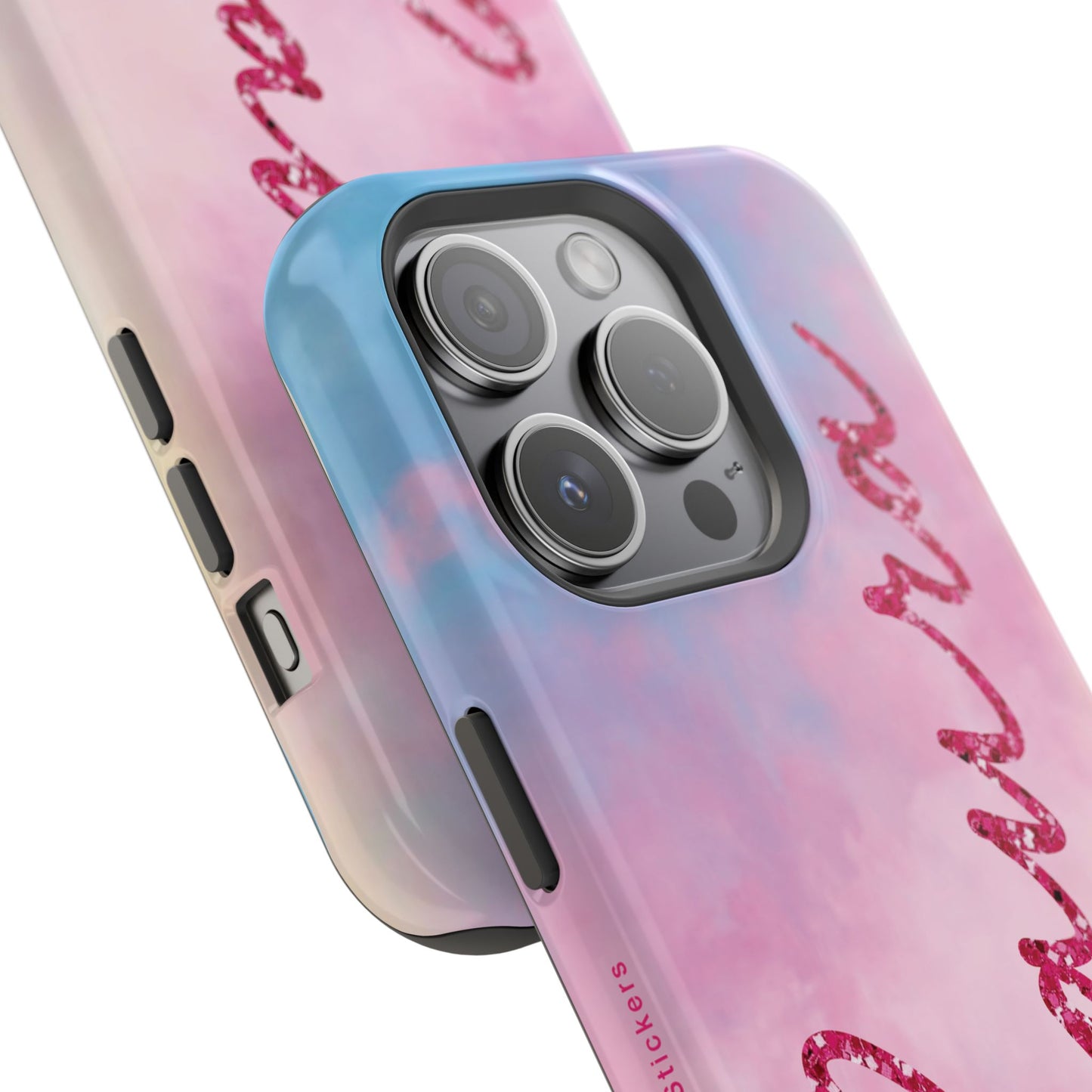 CUSTOM MagSafe Tough Cases | LOVER Faux Pink Glitter Personalized Name | iPhone 15, 14, 13 | Perfect Unique Present Swiftie Fan Gift