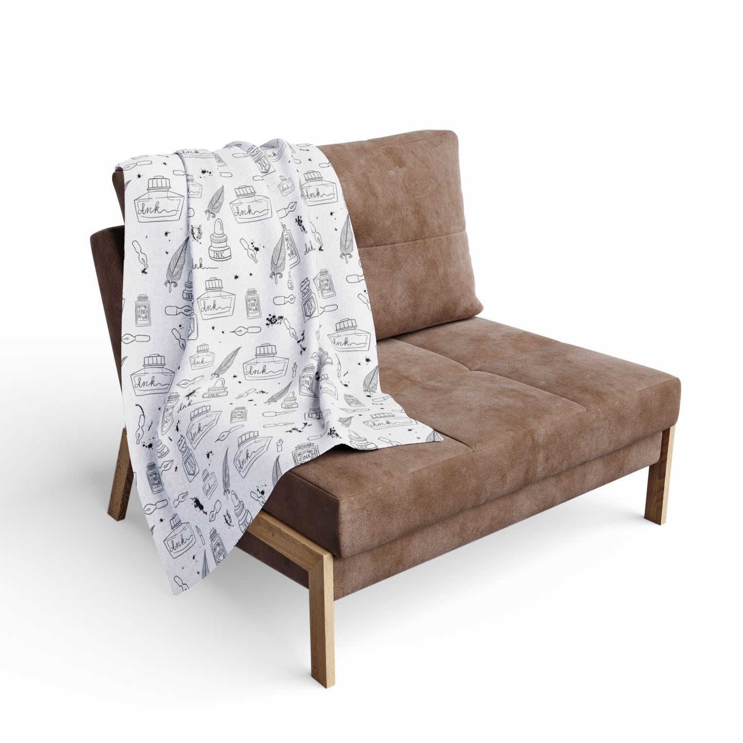Tortured Poets Inspired Black and White Arctic Fleece Blanket | 30x40", 50x60", 60x80" | Swiftie Gift Fan | ink, pen, feathers, writer
