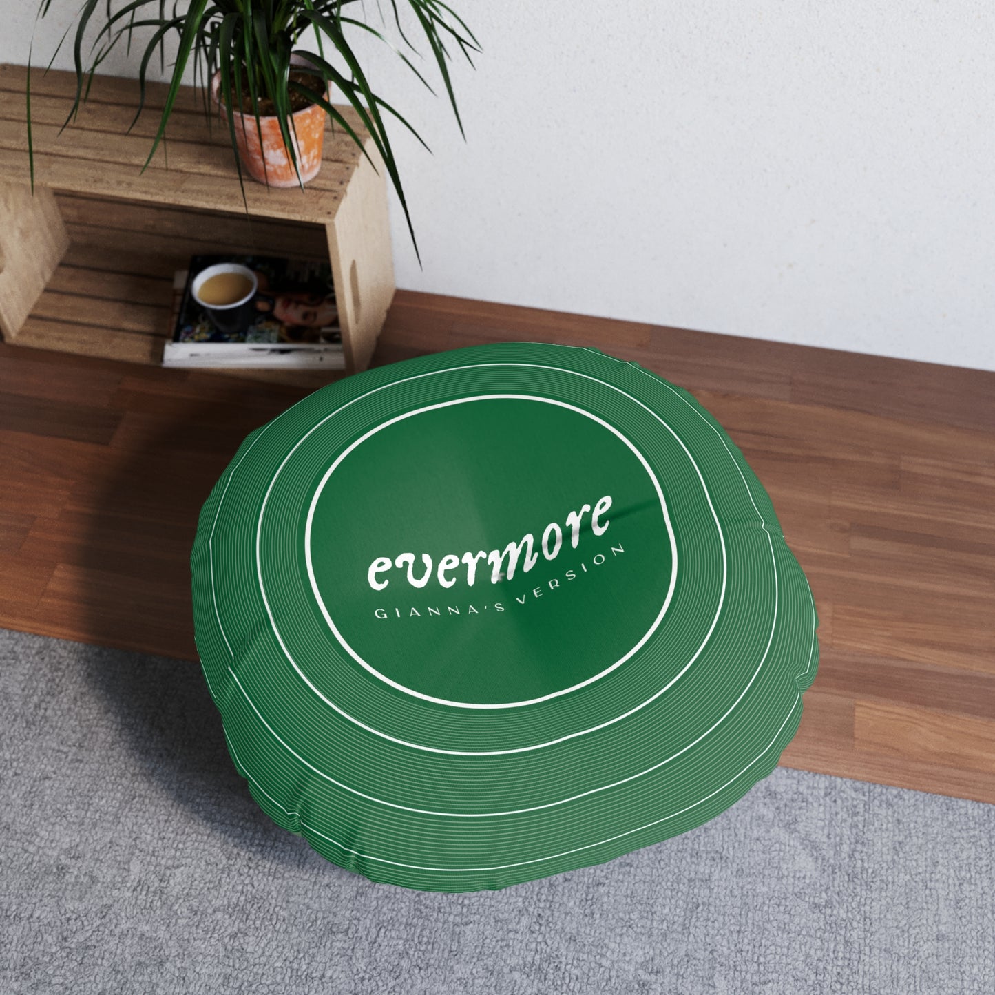 Personalized Tufted Floor Pillow, FOLKLORE/EVERMORE Brown Green Forest Vinyl l CUSTOM Version Name Era | 30"x30" & 26"x26" | Swiftie Gift