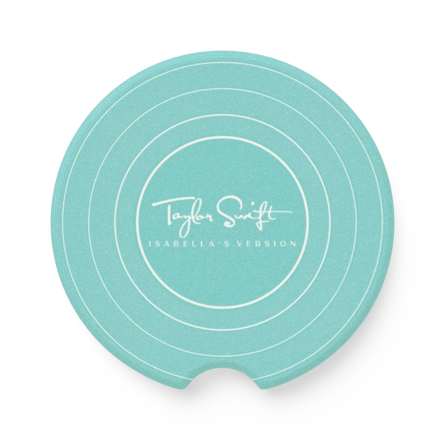 Personalized AQUA Blue Vinyl Record Soapstone Car Coaster, CUSTOM VERSION's Name | 2.6" x 2.6" round | Swiftie Fan Gift