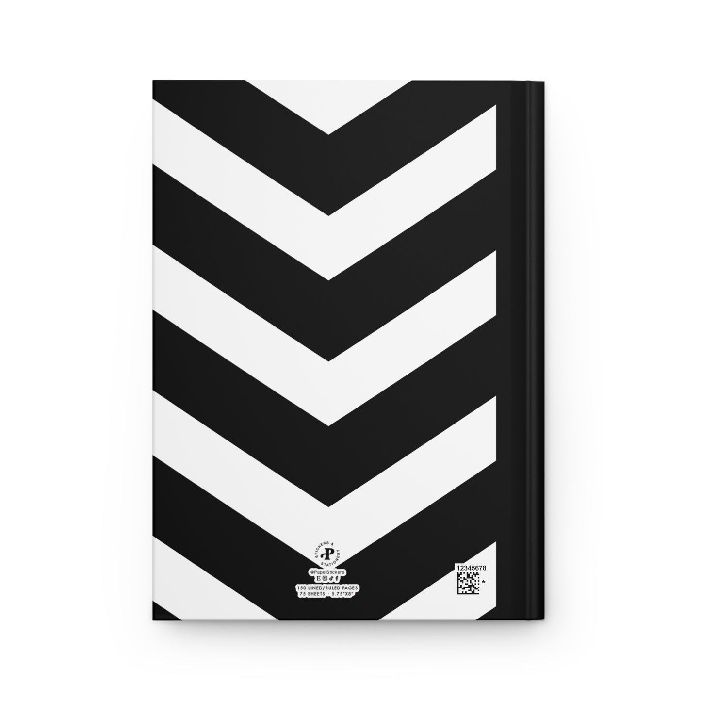Hardcover 5.75"x8" Black Herringbone Journal Matte, 150 lined pages, BARBIE inspired Composition Book, Unique Valentine's Day Gift for Kids