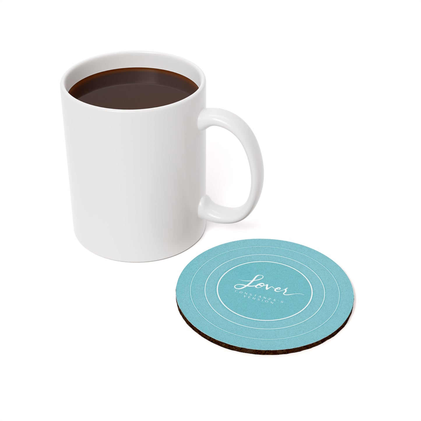 Personalized Cork Back Coaster LOVER Blue Vinyl Record | CUSTOM VERSION's Name or Era | 4" x 4" | Swiftie Gift Fan Present