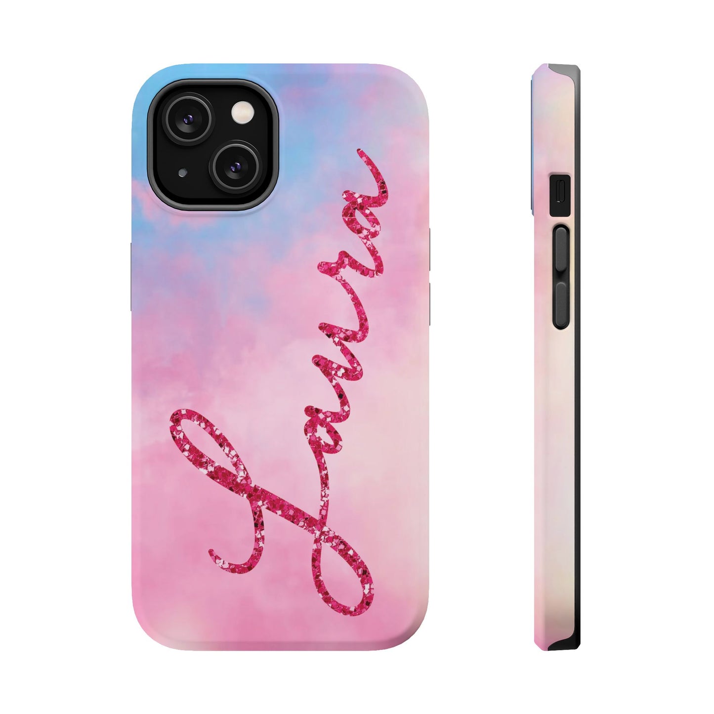 CUSTOM MagSafe Tough Cases | LOVER Faux Pink Glitter Personalized Name | iPhone 15, 14, 13 | Perfect Unique Present Swiftie Fan Gift