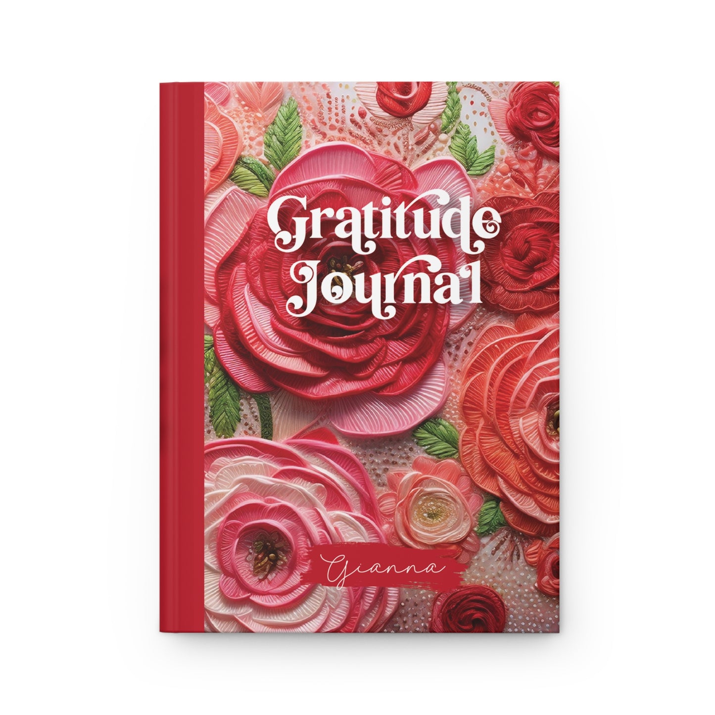 Gratitude Journal | 5.75"x8" inches | 150 lined pages (75 sheets) | Personalized Mother's Day Gift | Roses 3D Embroidery Hardcover Matte
