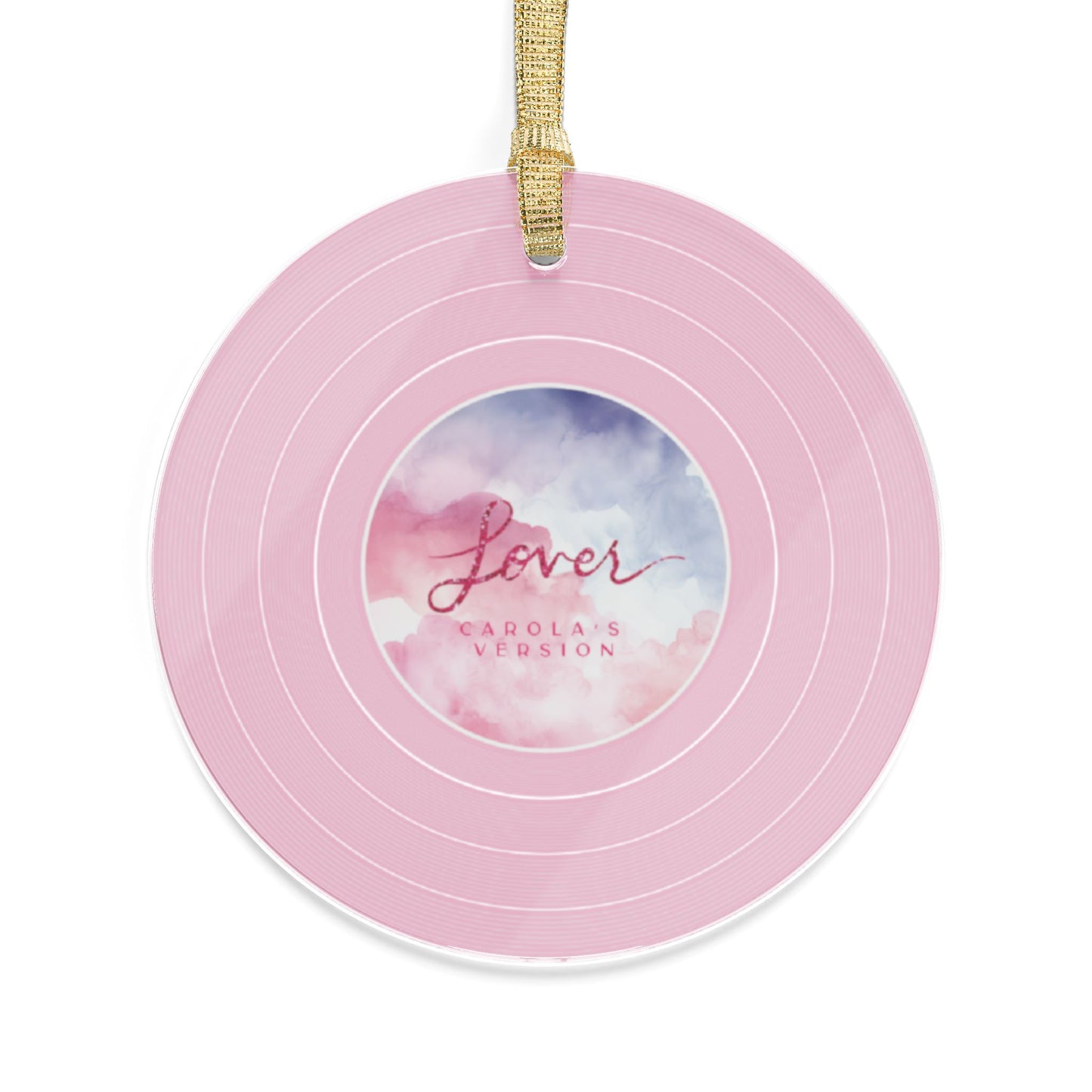 Personalized Acrylic Ornaments, LOVER Pink Clouds Vinyl Record | CUSTOM VERSION, Name or Era | 4" x 4" | Swiftie Gift Fan Present