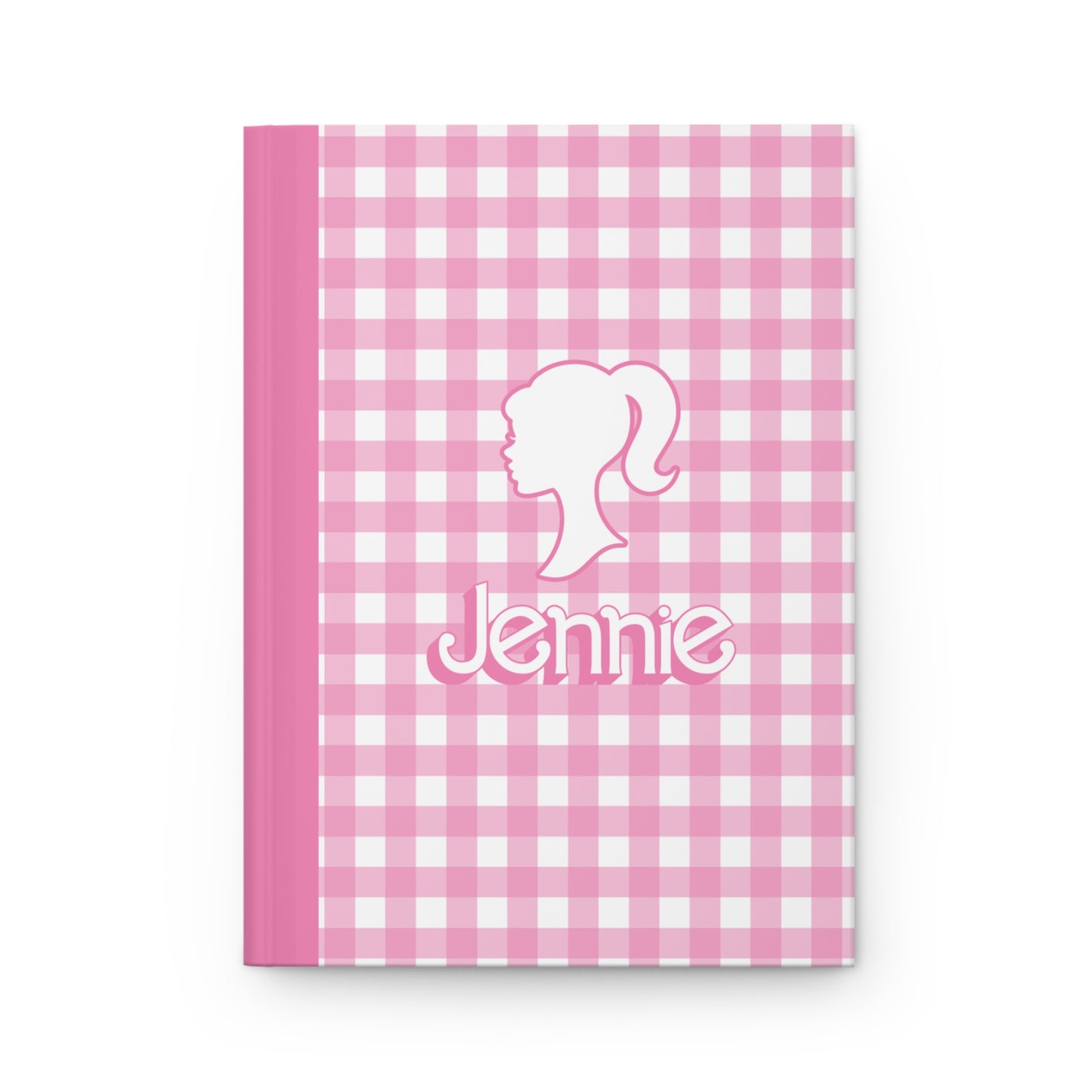 Personalized Hardcover 5.75"x8" Pink Plaid Heart Journal, Lined Page, BARBIE inspired Composition Book, Unique Valentine's Day Gift for Kids