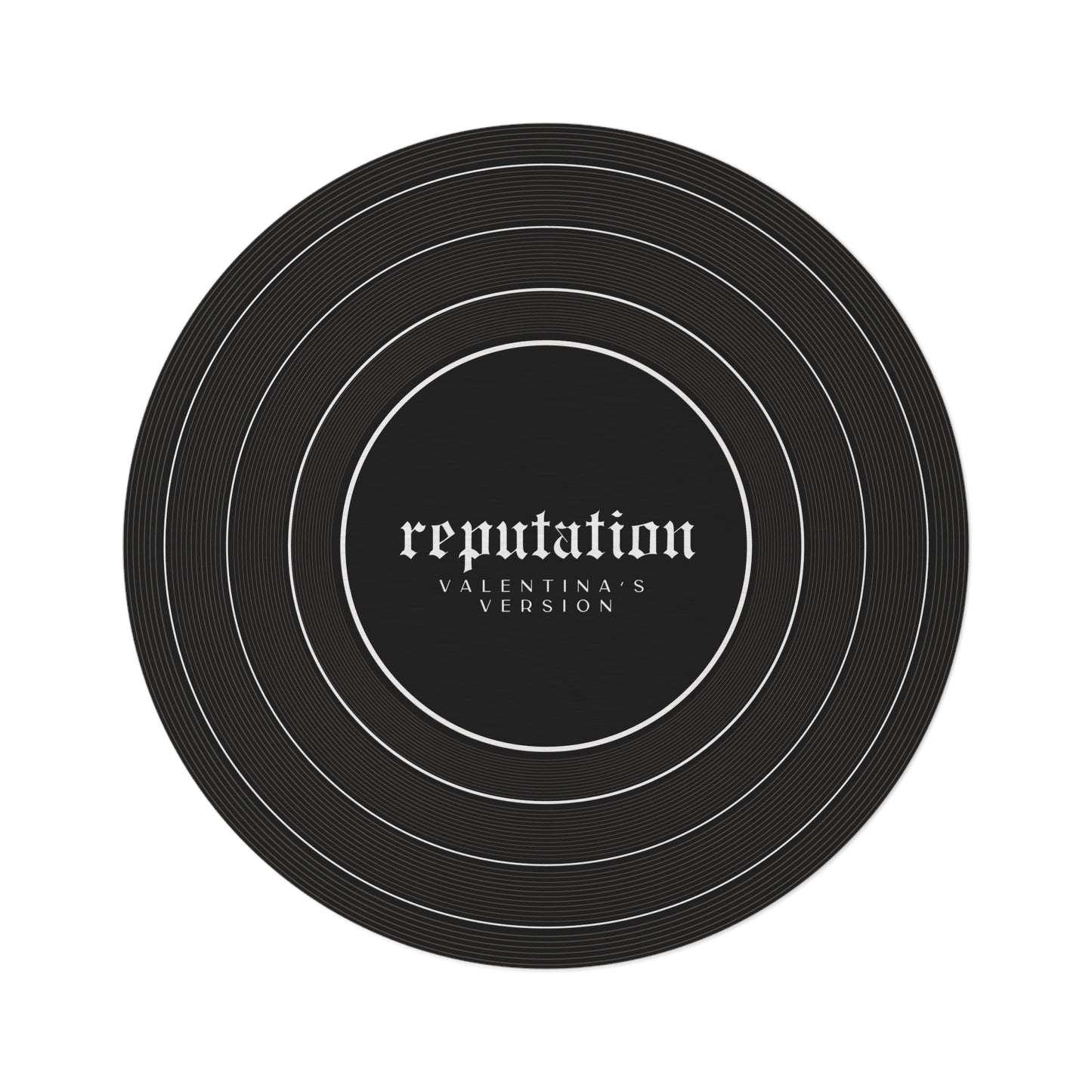 Personalized Round Rug REPUTATION Black Vinyl Record | CUSTOM VERSION Name and Era | 60" x 60" | Swiftie Gift Fan Present