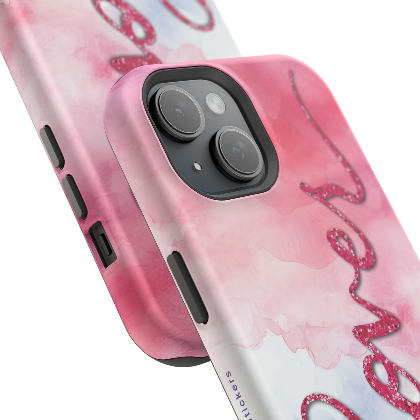 MagSafe Tough Cases | LOVER Watercolor Pink Blue Glitter | iPhone 15, 14, 13 | Perfect Unique Valentine's Day Gift for Wife, Girlfriend
