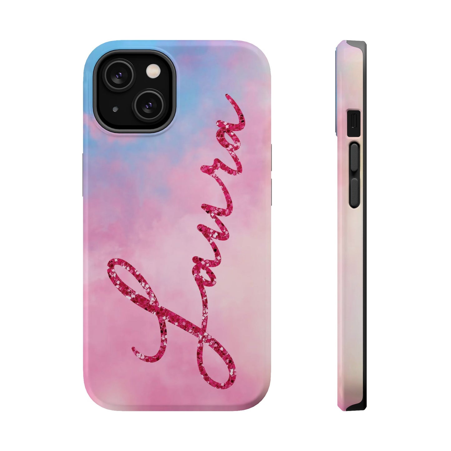 CUSTOM MagSafe Tough Cases | LOVER Faux Pink Glitter Personalized Name | iPhone 15, 14, 13 | Perfect Unique Present Swiftie Fan Gift
