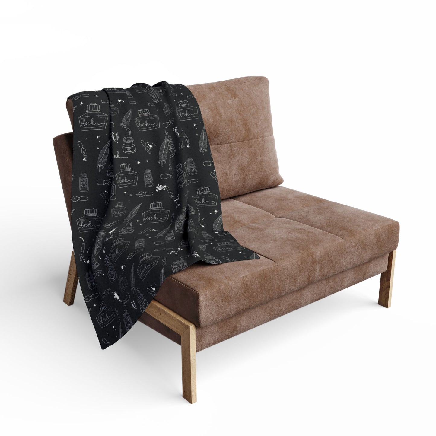 Tortured Poets Inspired Black Arctic Fleece Blanket | 30x40", 50x60", 60x80" | Swiftie Gift Fan | ink, pen, feathers, writer