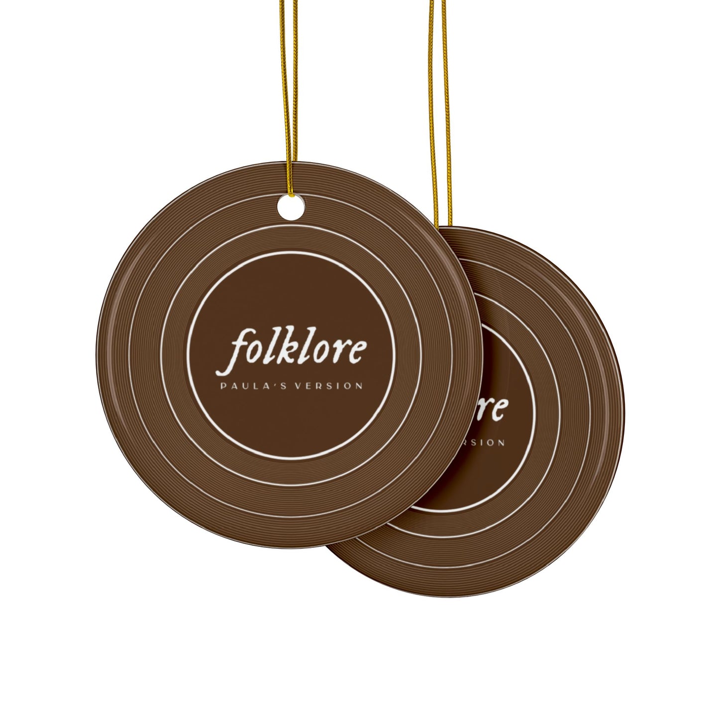 Personalized Ceramic Ornament, FOLKLORE Brown Vinyl Record | CUSTOM VERSION's Name or Era | 4" x 4" | Swiftie Gift Fan Present
