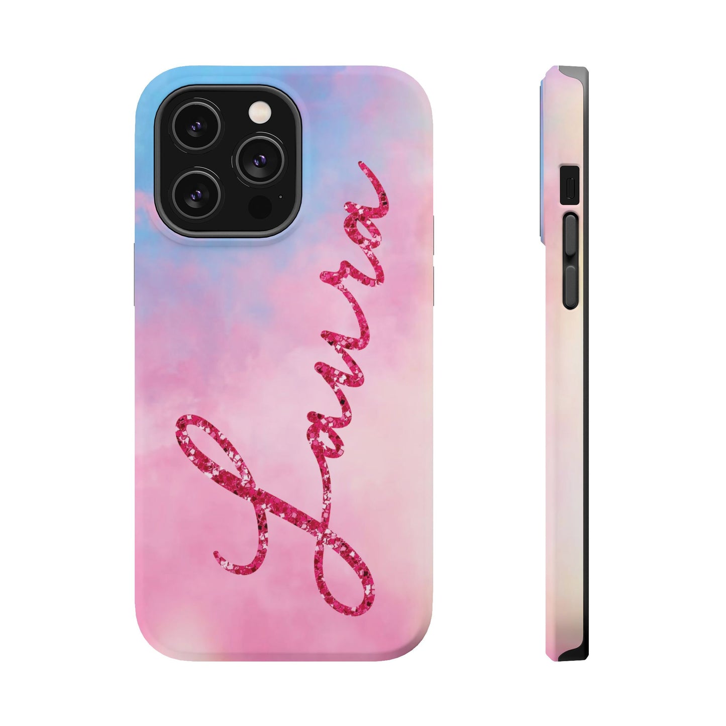 CUSTOM MagSafe Tough Cases | LOVER Faux Pink Glitter Personalized Name | iPhone 15, 14, 13 | Perfect Unique Present Swiftie Fan Gift