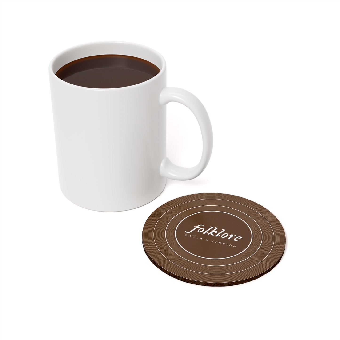 Personalized Cork Back Coaster FOLKLORE Brown Vinyl Record | CUSTOM VERSION, Name or Era | 4" x 4" | Swiftie Gift Fan Present