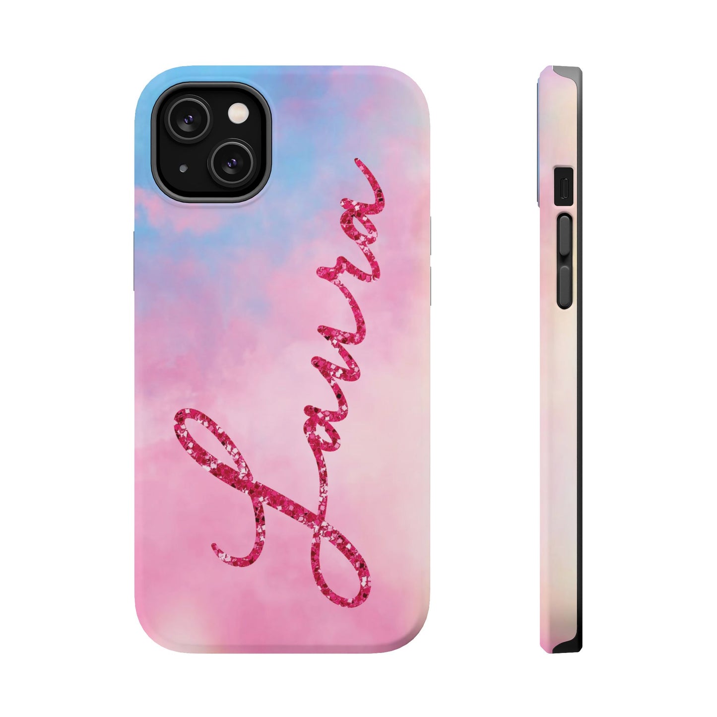 CUSTOM MagSafe Tough Cases | LOVER Faux Pink Glitter Personalized Name | iPhone 15, 14, 13 | Perfect Unique Present Swiftie Fan Gift