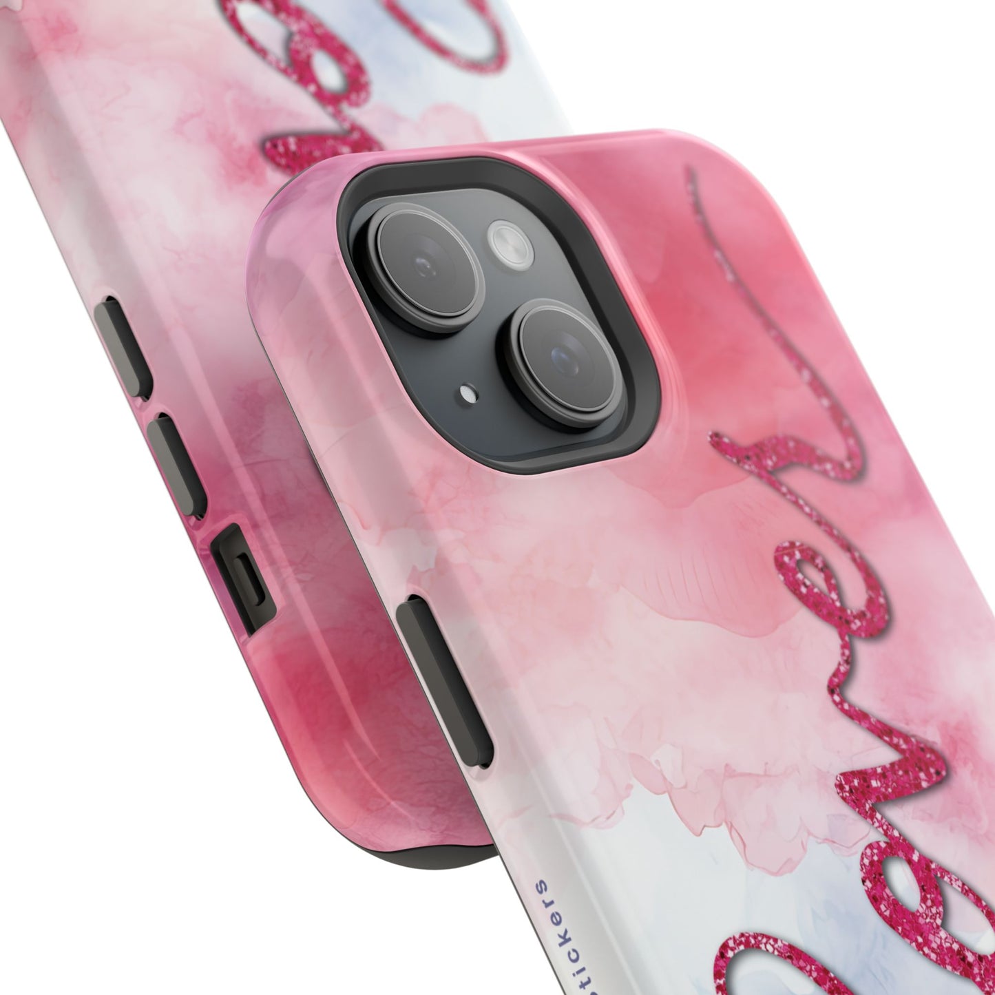 MagSafe Tough Cases | LOVER Watercolor Pink Blue Glitter | iPhone 15, 14, 13 | Perfect Unique Valentine's Day Gift for Wife, Girlfriend