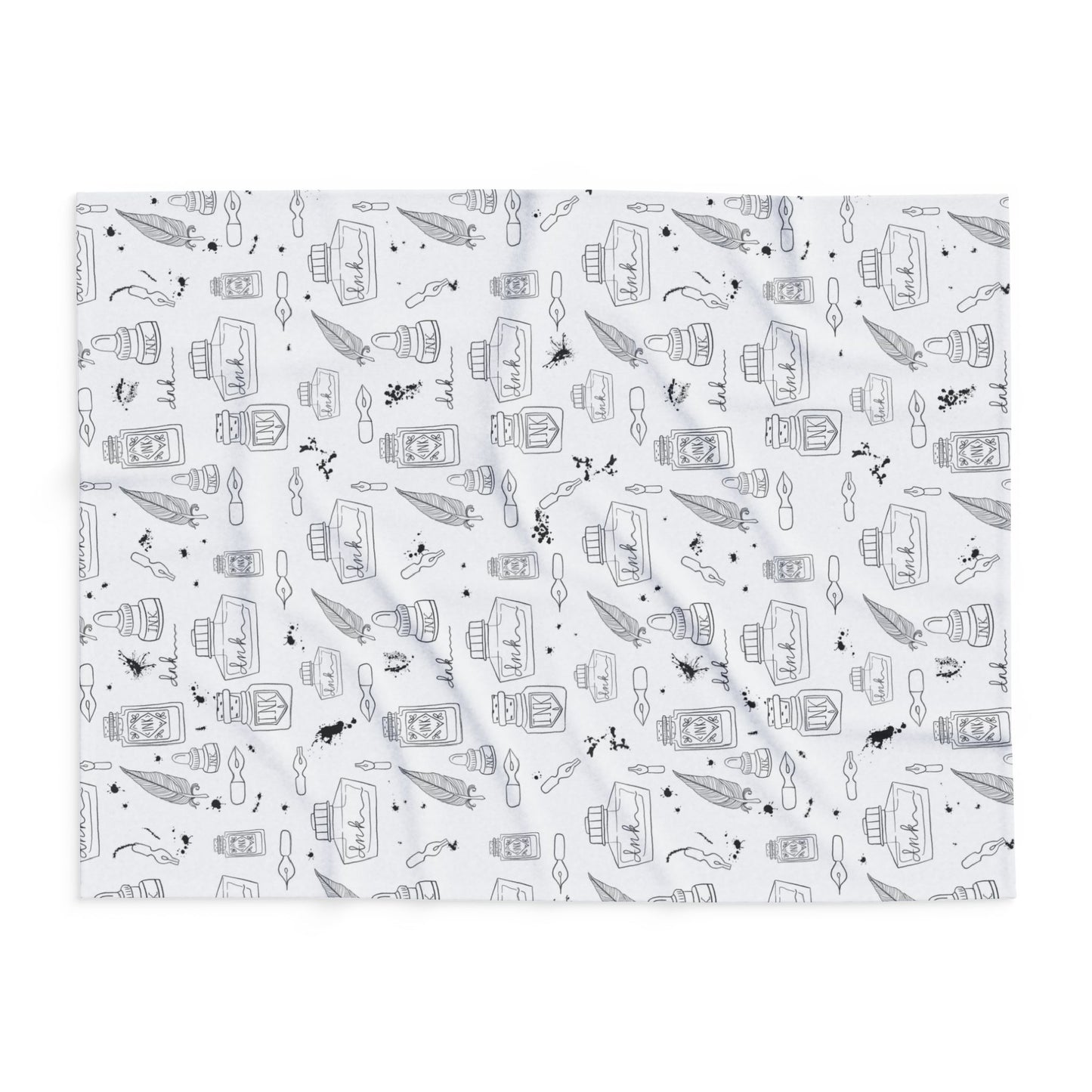 Tortured Poets Inspired Black and White Arctic Fleece Blanket | 30x40", 50x60", 60x80" | Swiftie Gift Fan | ink, pen, feathers, writer