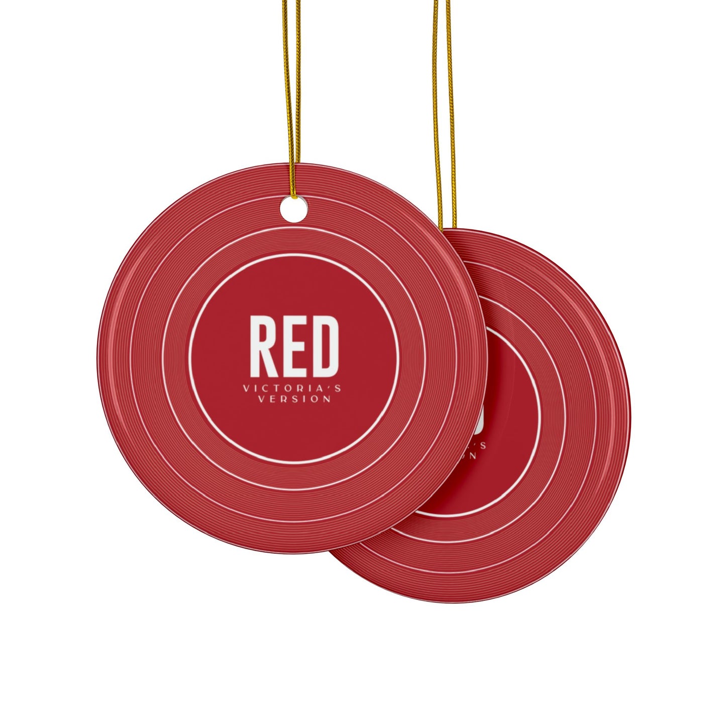 Personalized Ceramic Ornament, RED Vinyl Record | CUSTOM VERSION's Name or Era | 4" x 4" | Swiftie Gift Fan Present