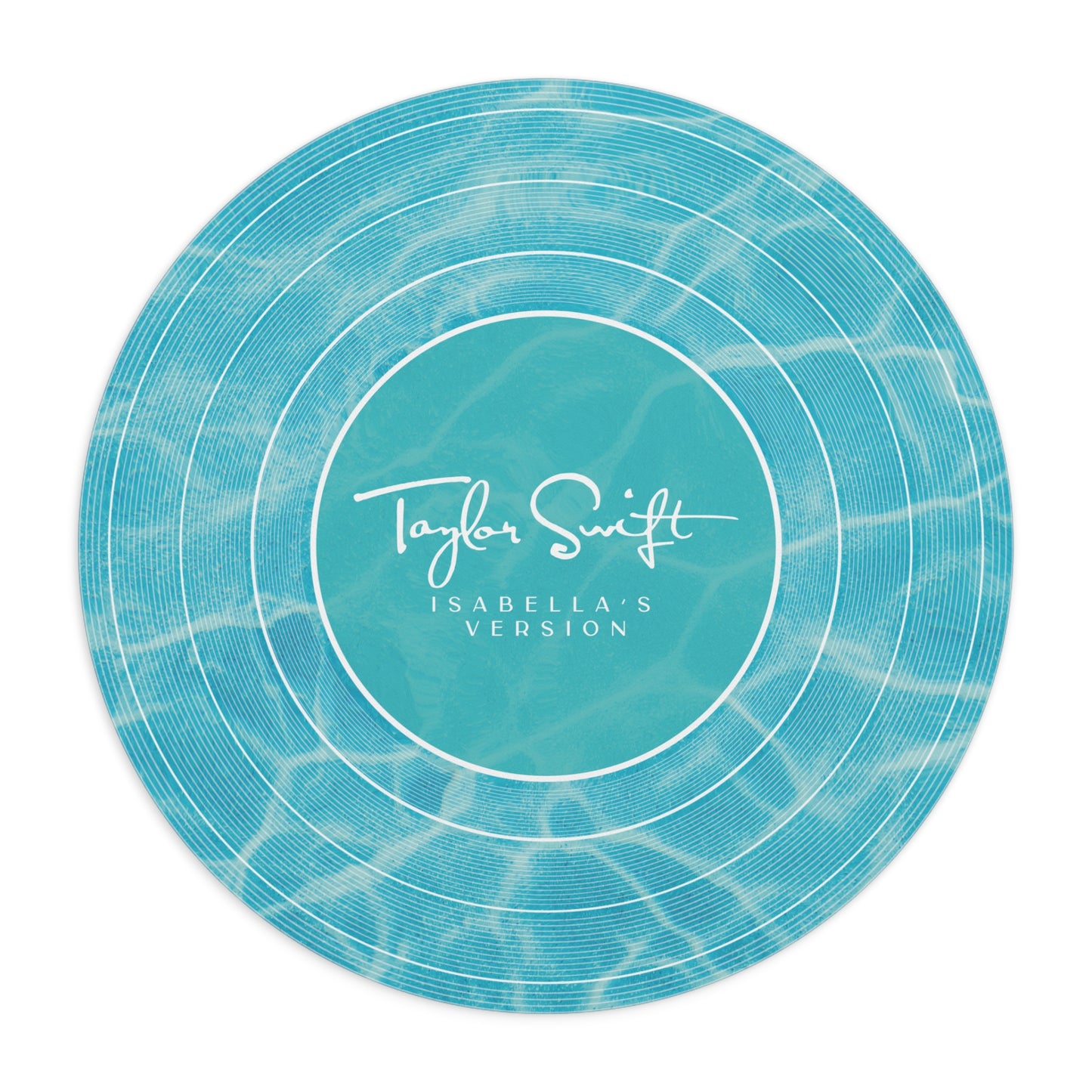 Personalized Mouse Pad, Pool Water BLUE Vinyl Record | CUSTOM Version's Name or ERA | Round 8" x 8" | Swiftie Fan Gift Present