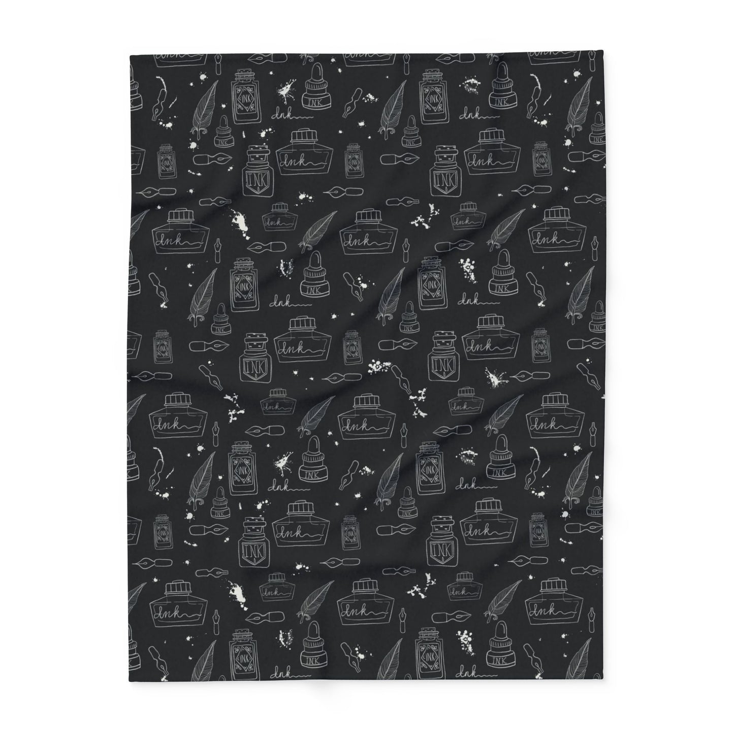 Tortured Poets Inspired Black Arctic Fleece Blanket | 30x40", 50x60", 60x80" | Swiftie Gift Fan | ink, pen, feathers, writer