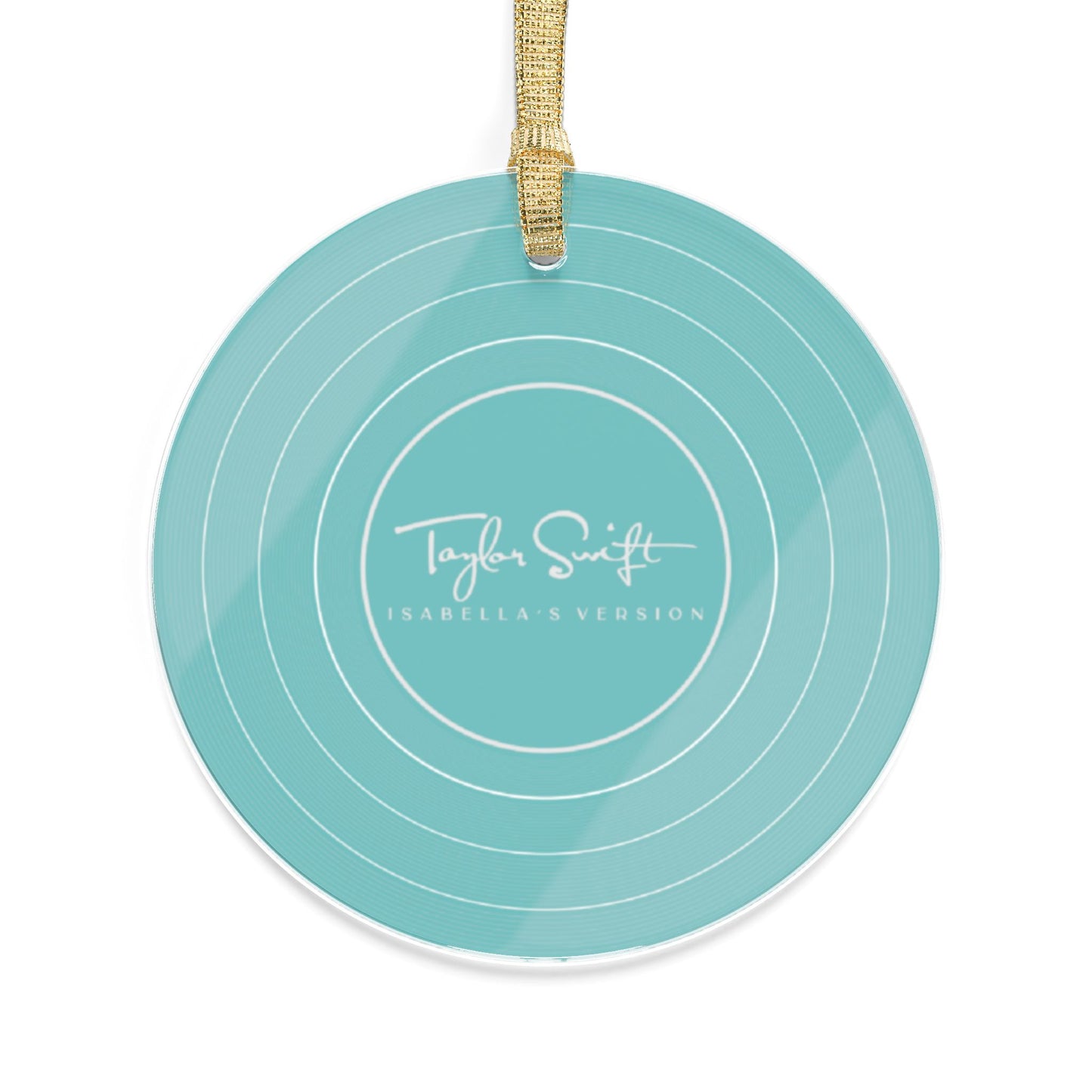 Personalized Acrylic Ornaments, AQUA BLUE Vinyl Record | CUSTOM Version, Name or Era | 4" x 4" | Swiftie Gift Fan Present
