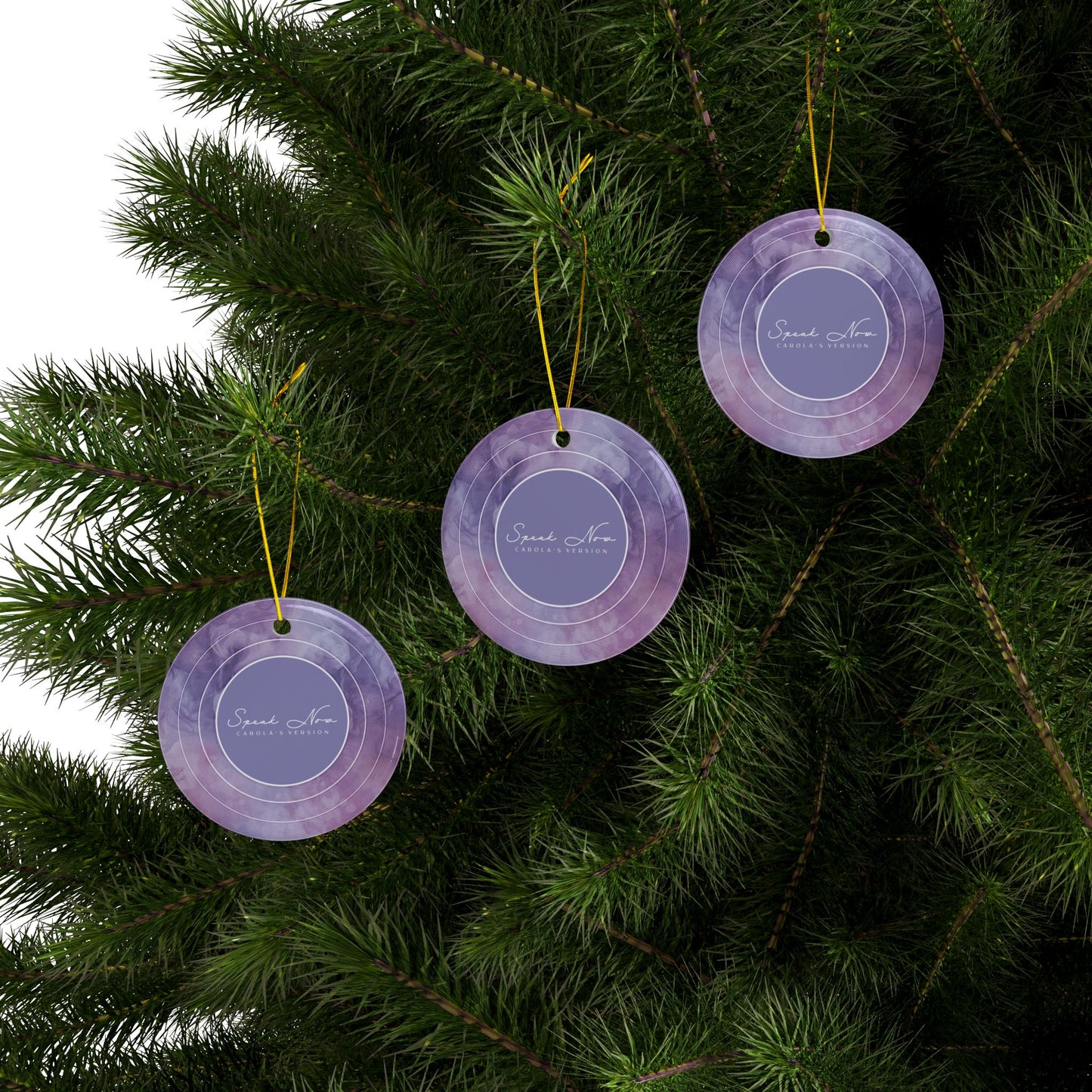Personalized Ceramic Ornament, SPEAK NOW Purple Haze Vinyl Record | CUSTOM Version, Name or Era | 4" x 4" | Swiftie Gift Fan Present