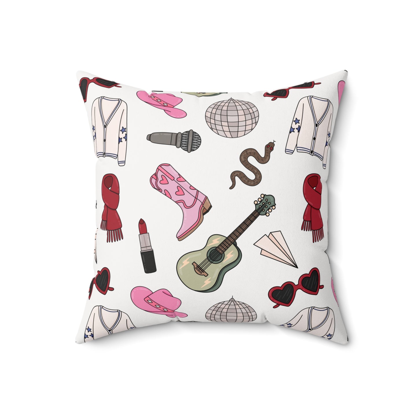 Eras Inspired Spun Polyester Square Pillow | 14x14, 16x16, 18x18, and 20x20 inches | Swiftie Gift Fan Present | All Too Well Scarf