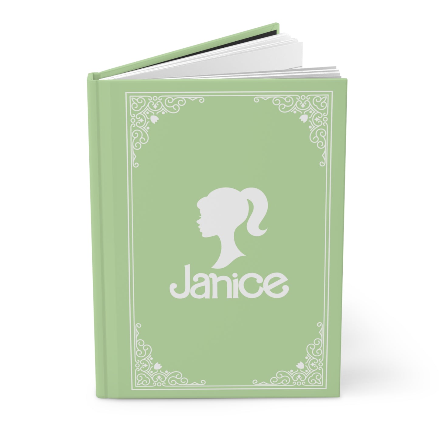 PERSONALIZED Hardcover Journal Matte, Pastel Green, BARBIE inspired Fairytale Book Cover, Perfect Christmas Gift for Girls