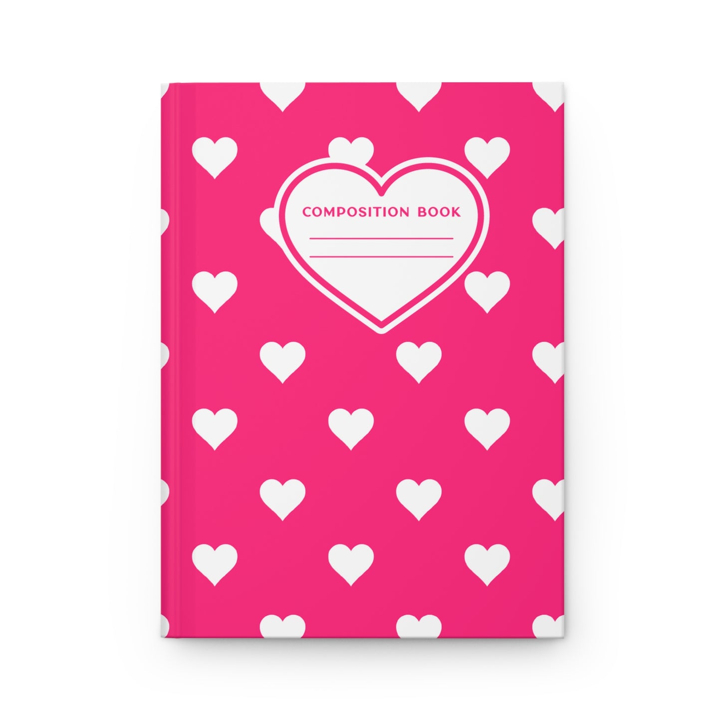 5.75x8" Hardcover WHITE PINK HEARTS Composition Book, 150 lined pages, Unique Valentine's Day Gift for Kids/Classmate/Coworker/Best Friend
