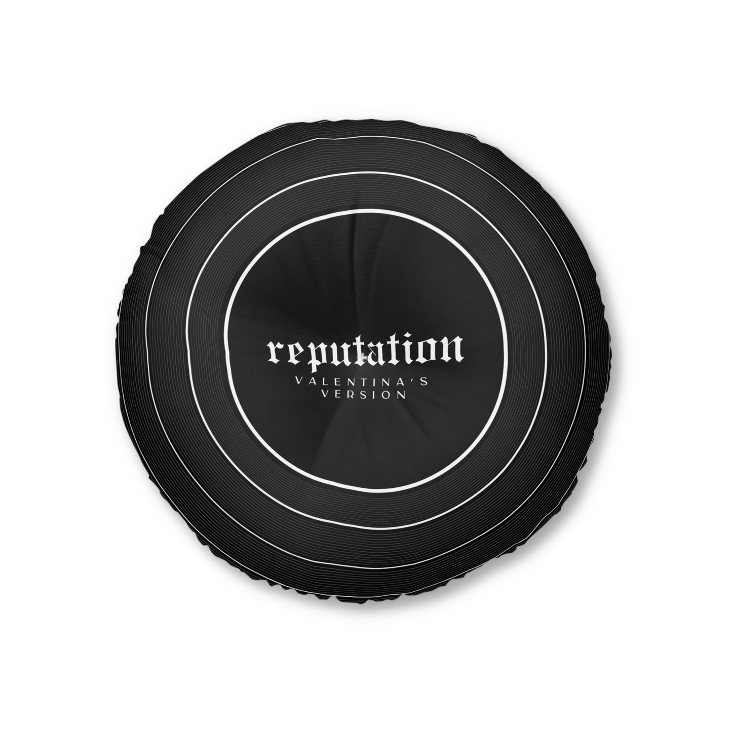 Personalized Tufted Floor Pillow, REPUTATION Black Vinyl Record l CUSTOM Version Name and Era | 30"x30" & 26"x26" | Swiftie Gift Fan