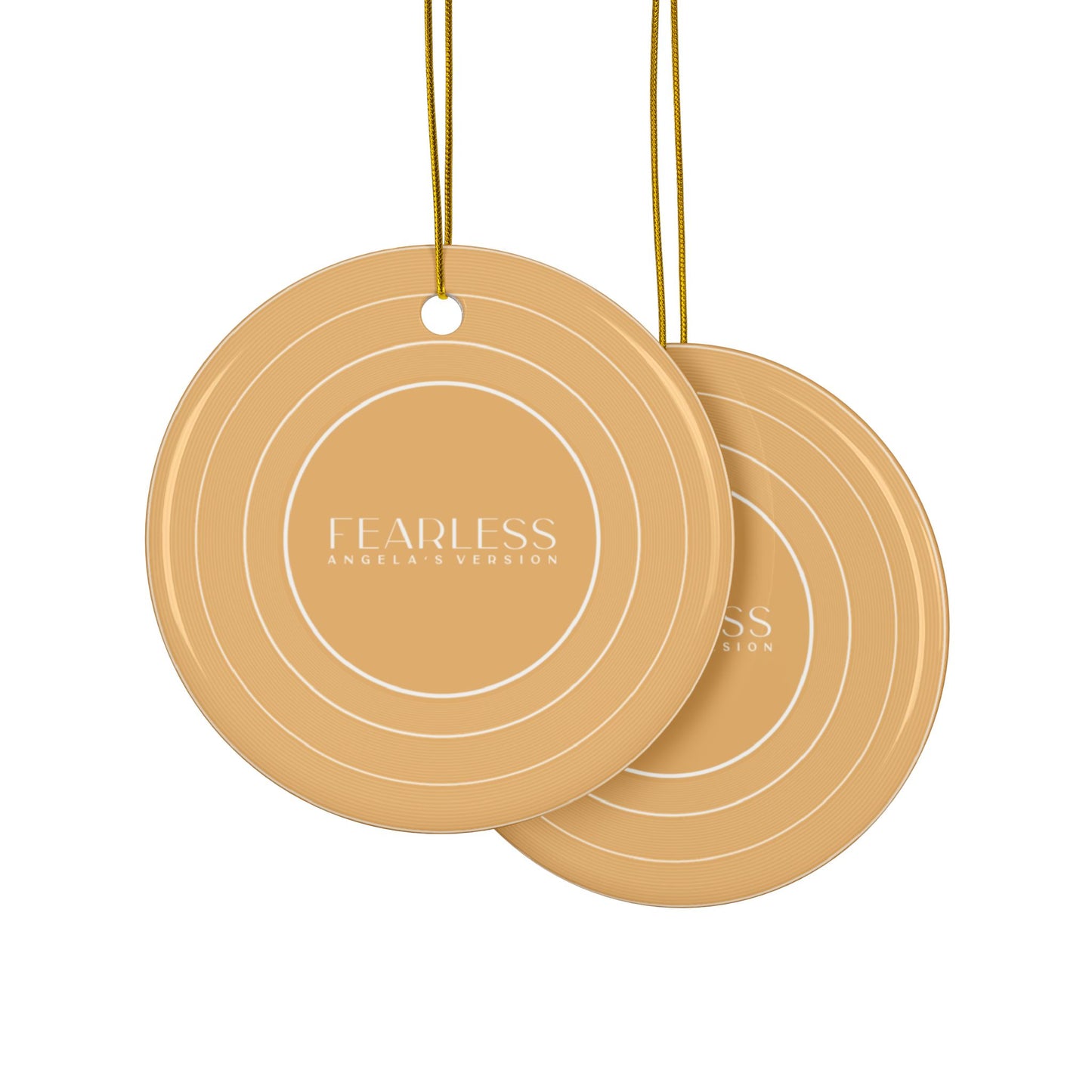 Personalized Ceramic Ornament, FEARLESS Golden Yellow Vinyl Record | CUSTOM VERSION's Name or Era | 4" x 4" | Swiftie Gift Fan Present