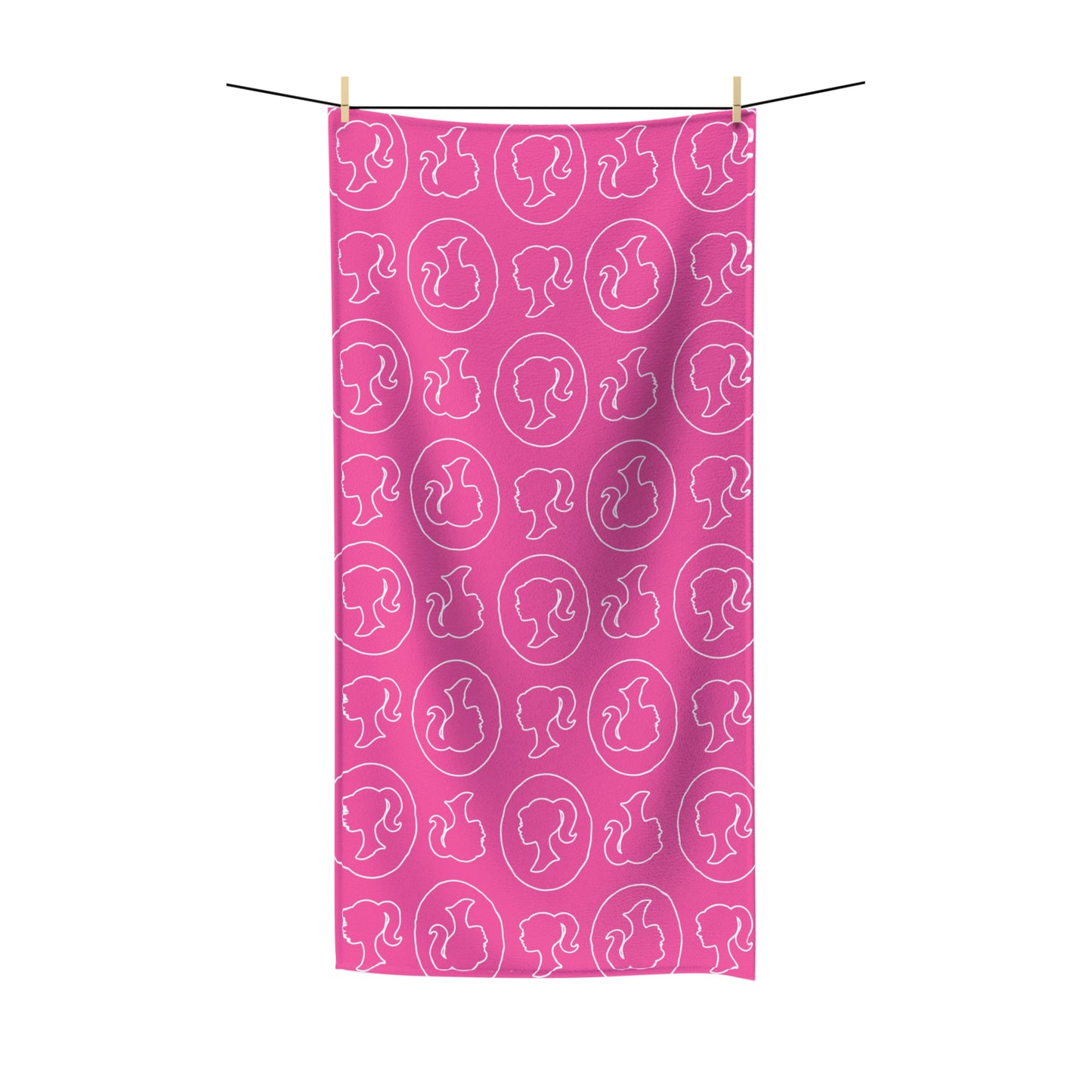 EU Shipping | Barbie/Kate Spade Inspired Beach Towel, Hot Pink Outlined, Valentine's Day Gift for Wife, Girlfriend, Best Friend, MOH