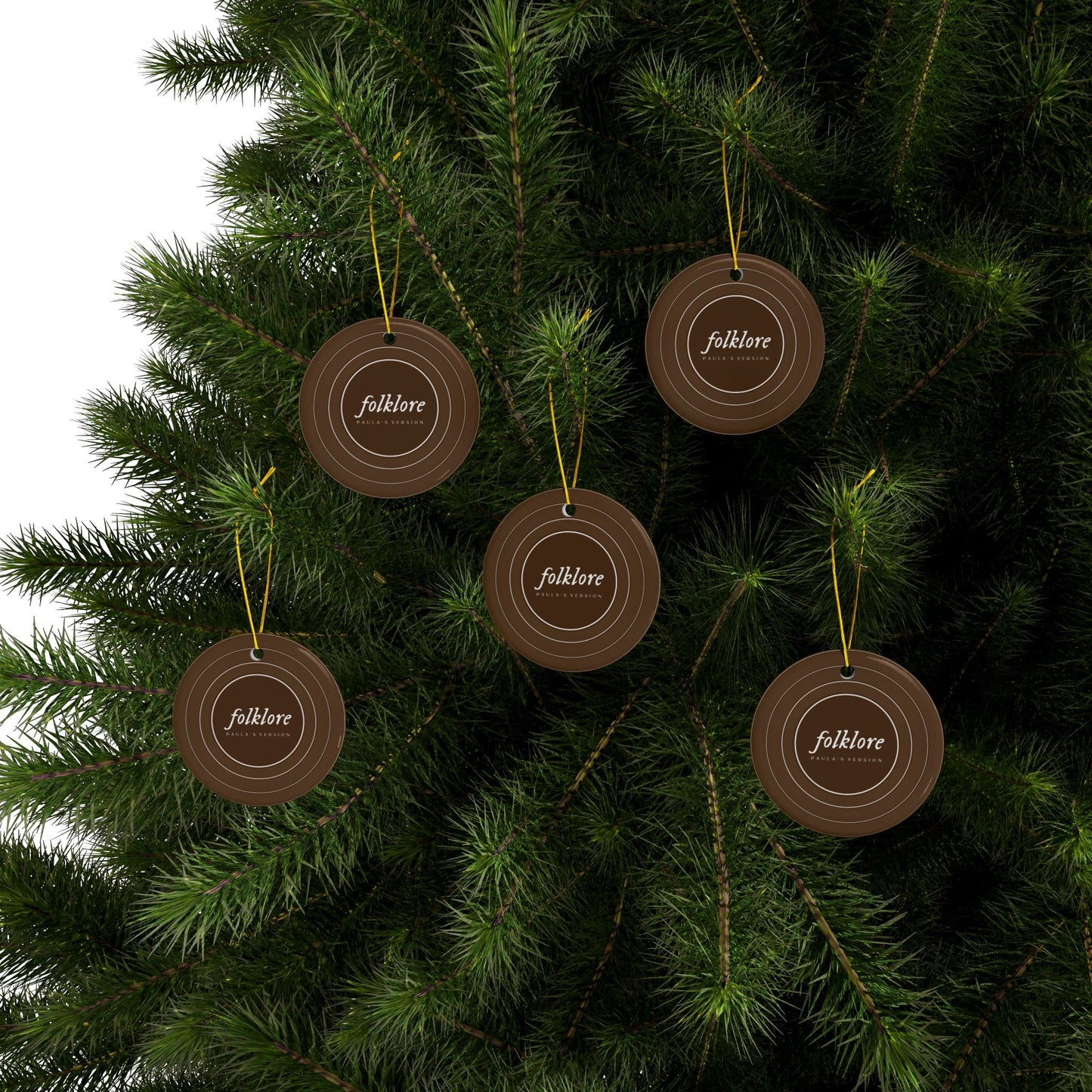 Personalized Ceramic Ornament, FOLKLORE Brown Vinyl Record | CUSTOM VERSION's Name or Era | 4" x 4" | Swiftie Gift Fan Present