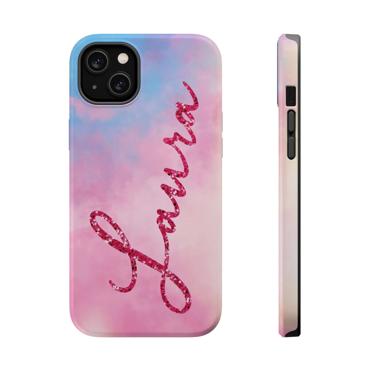 CUSTOM MagSafe Tough Cases | LOVER Faux Pink Glitter Personalized Name | iPhone 15, 14, 13 | Perfect Unique Present Swiftie Fan Gift