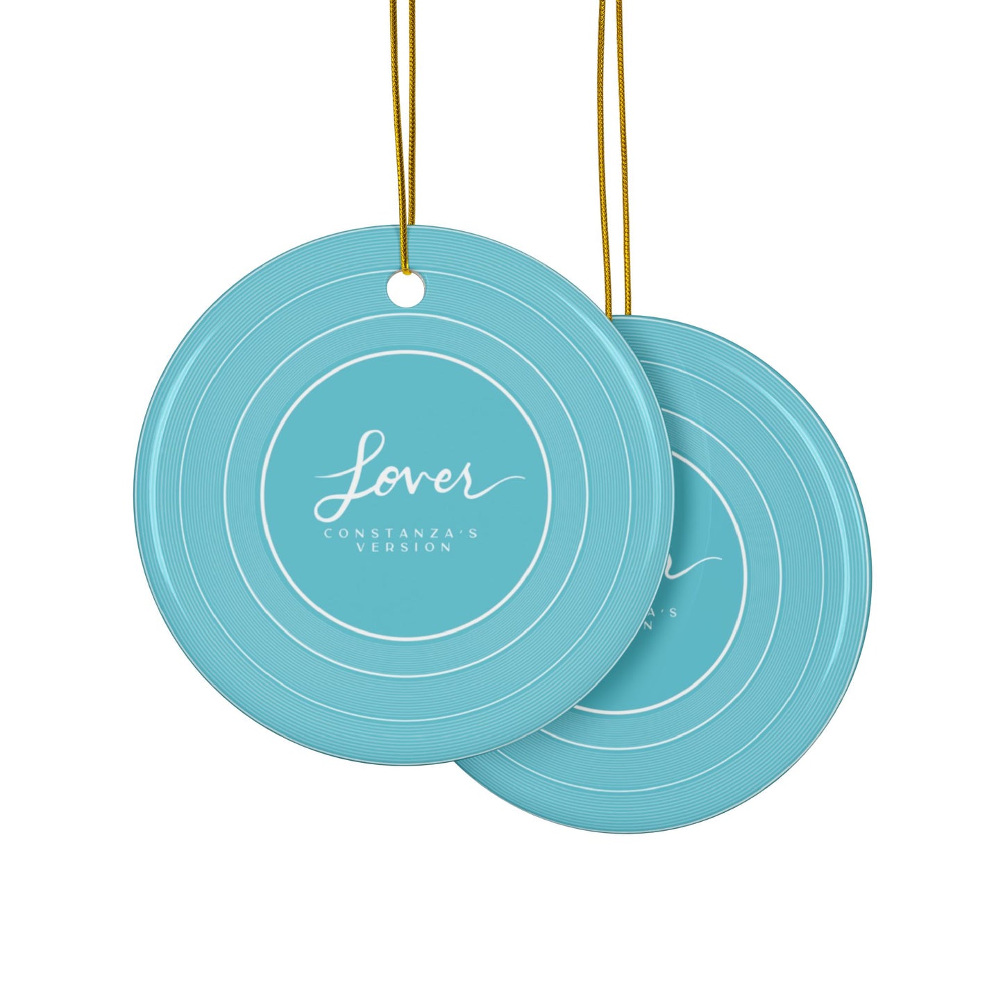 Personalized Ceramic Ornament, LOVER Blue Clouds Vinyl Record | CUSTOM VERSION's Name or Era | 4" x 4" | Swiftie Gift Fan Present
