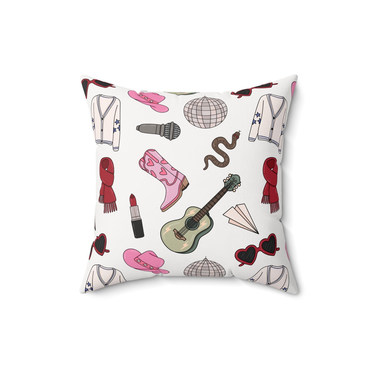 Eras Inspired Spun Polyester Square Pillow | 14x14, 16x16, 18x18, and 20x20 inches | Swiftie Gift Fan Present | All Too Well Scarf