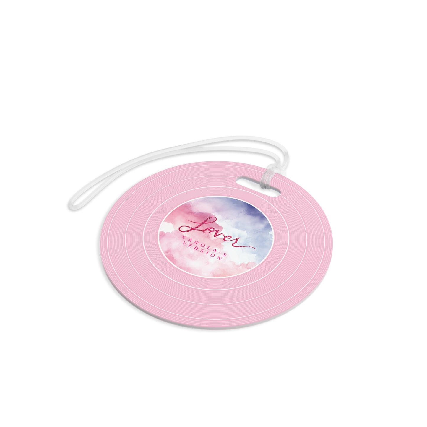 Personalized Luggage Tags, LOVER Pink Clouds Vinyl Record | CUSTOM Version Name or ERA | Round 4" x 4" | Swiftie Fan Gift Present
