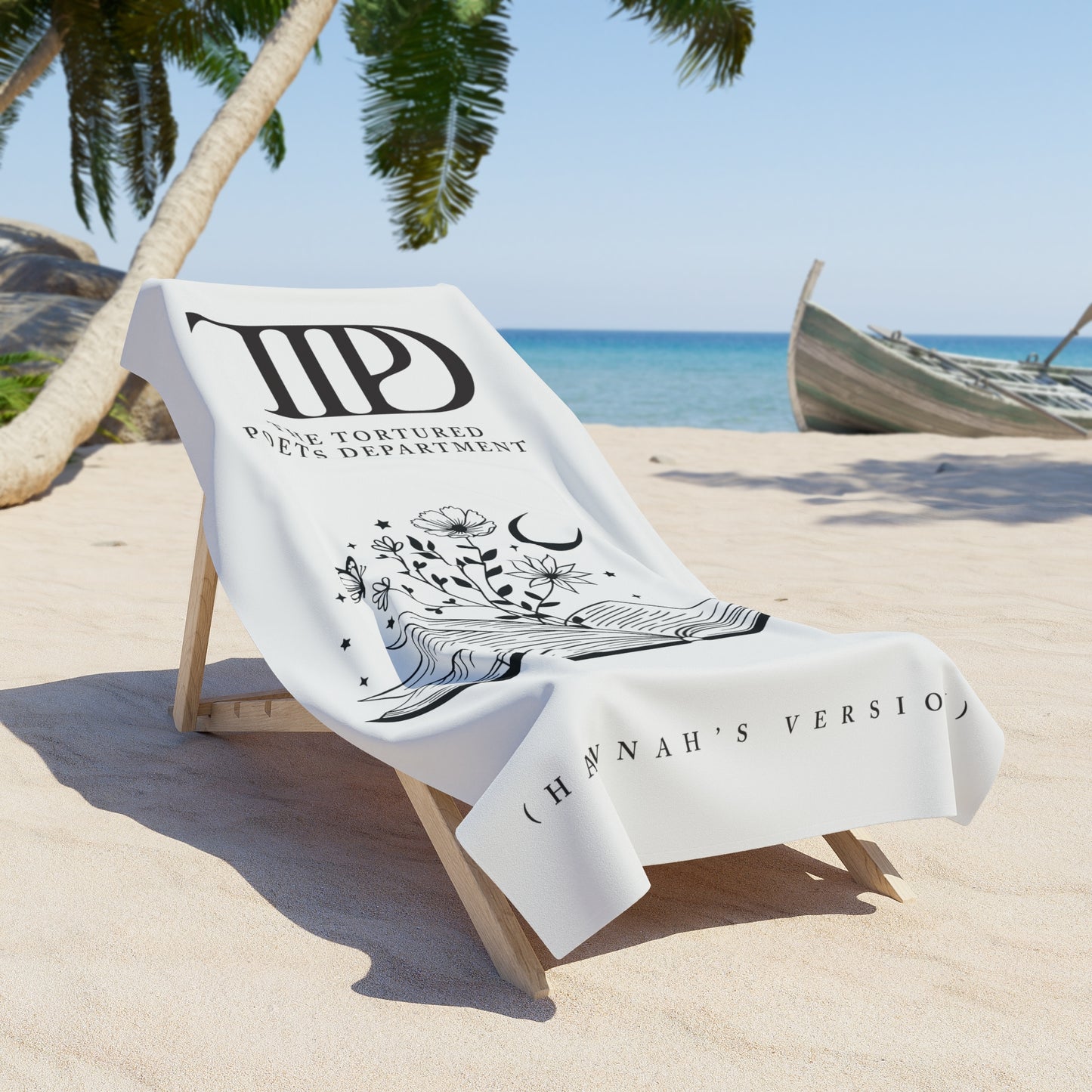 Personalized TTPD Beach Towel, CUSTOM VERSION's Name | 30" × 60" and 36" × 72" | Swiftie Proud Member of the Torture Poets Department